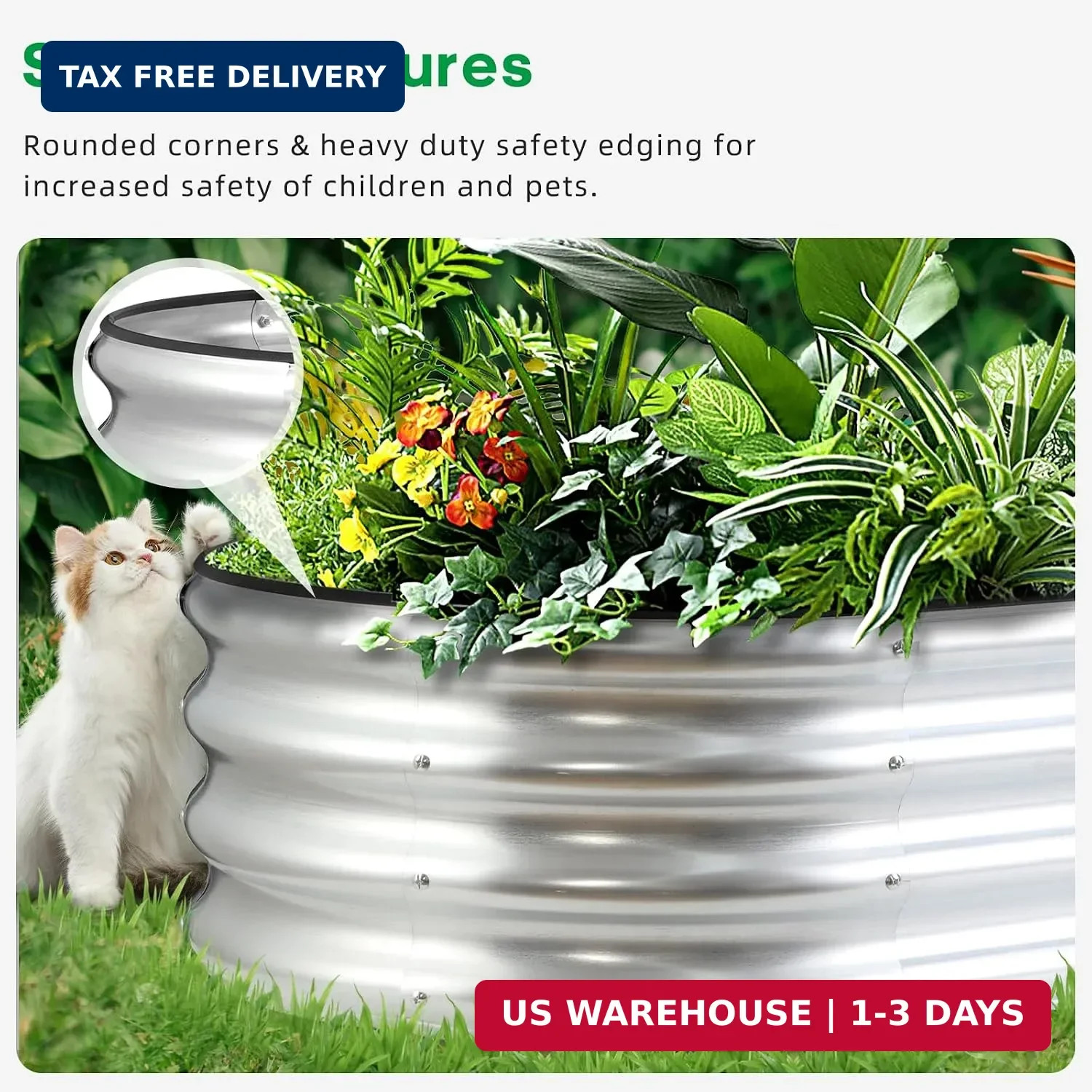 JERIA Raised Garden Bed,Galvanized Raised 4×2×1ft Planter Boxes Outdoor with Eas