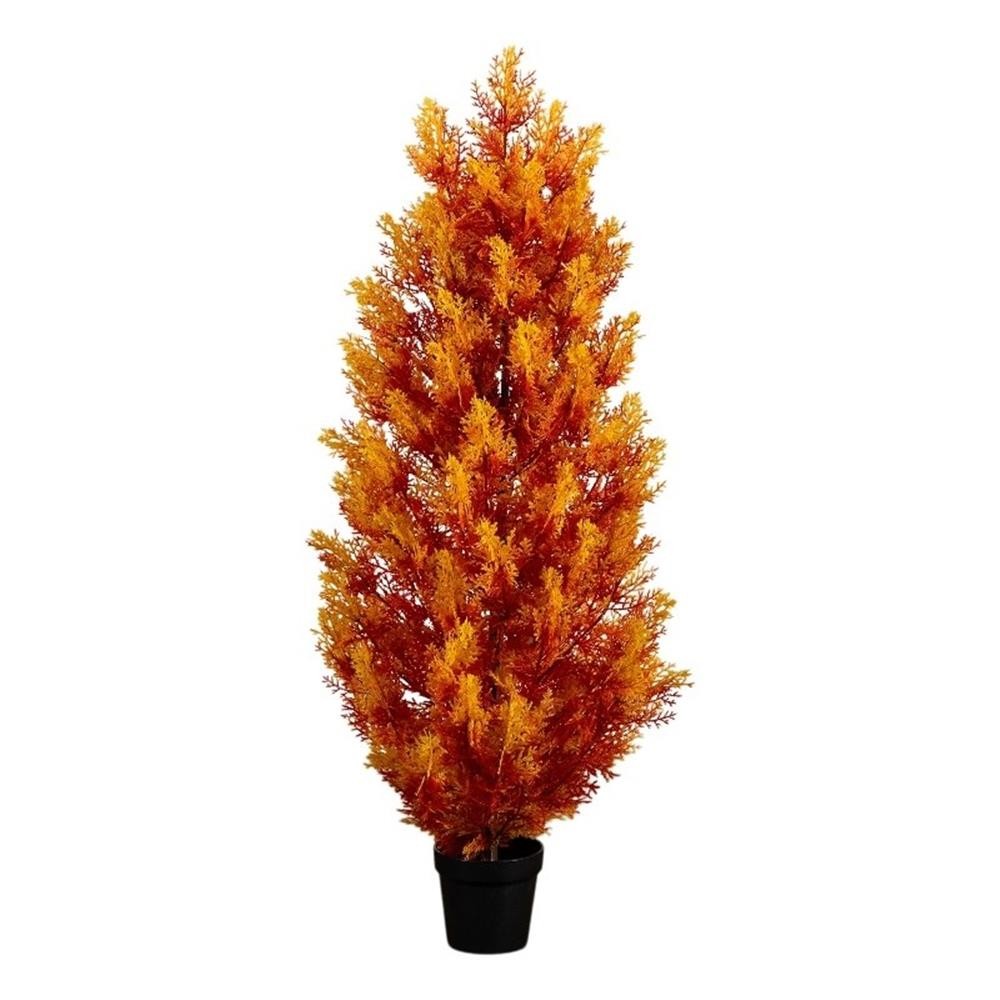 Nearly Natural 4ft UV Resistant Autumn Artificial Fall CedarTree(Indoor/Outdoor)
