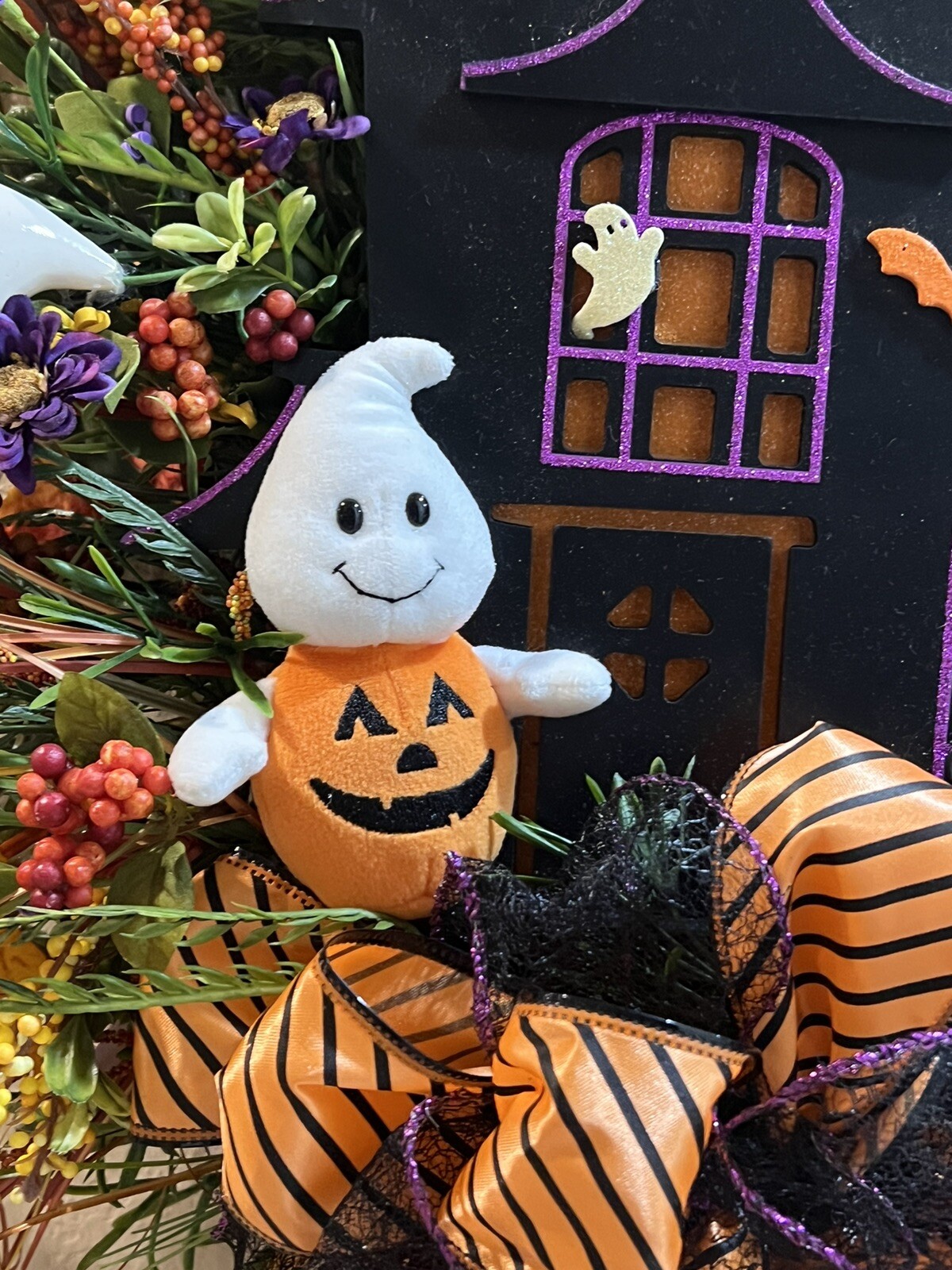 Haunted House Halloween Wreath EUC