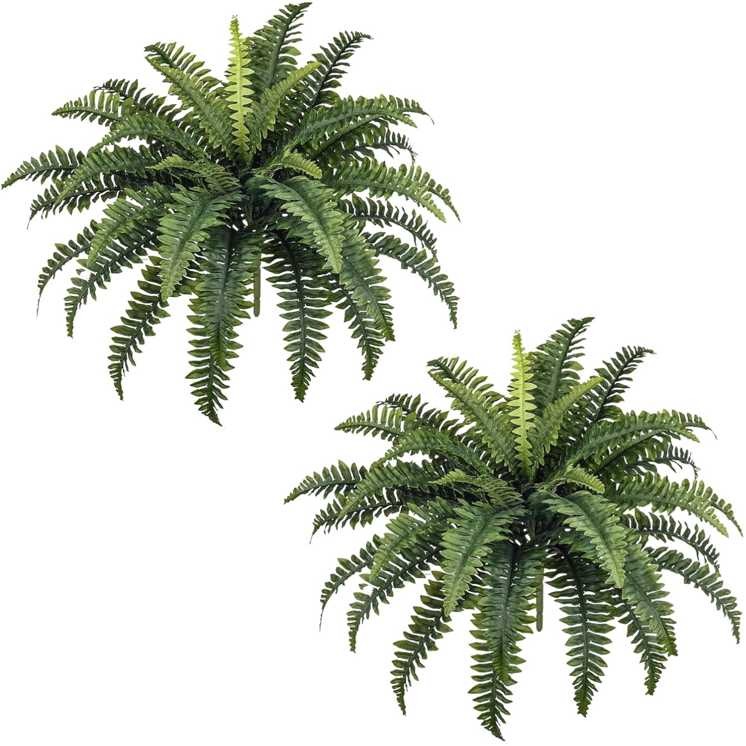 Green Elegance: Set of 2 Large 35-Inch Artificial Ferns for Indoor & Outdoor Use