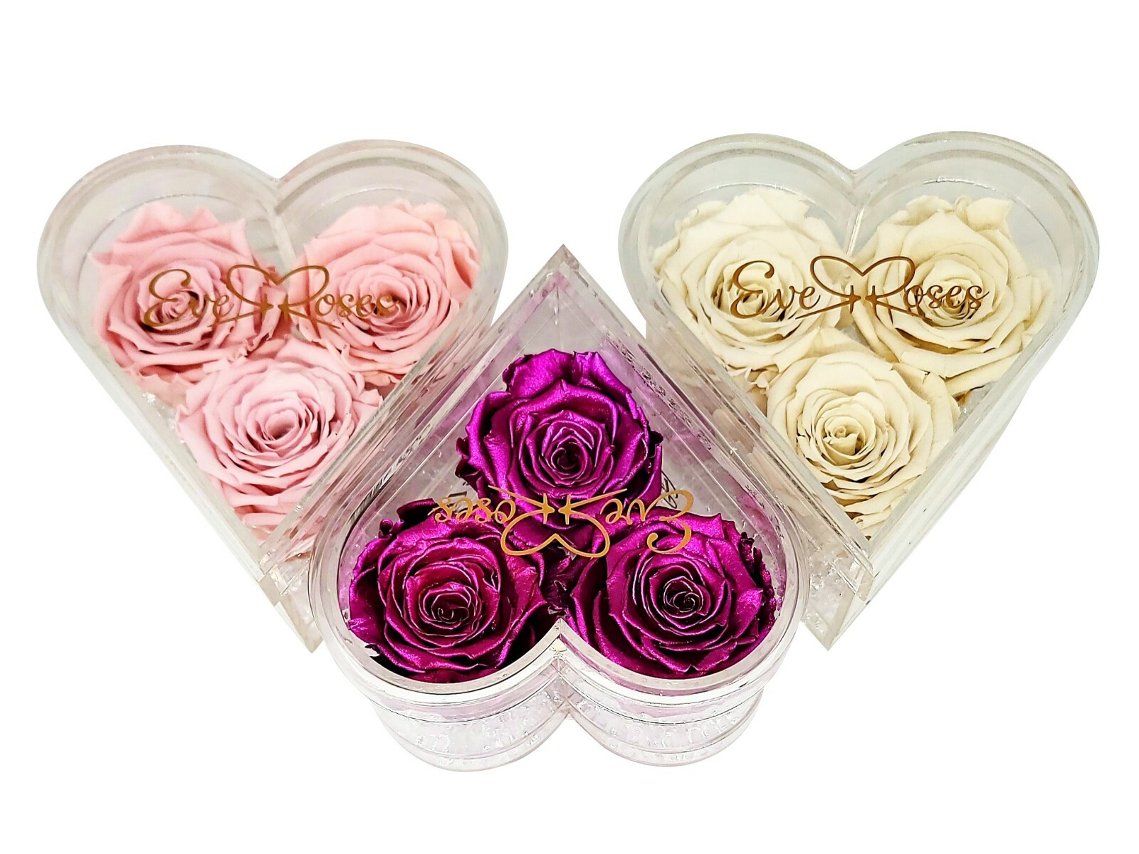 GALAXY BLUE Rose in a heart shaped acrylic box real long-lasting preserved rose