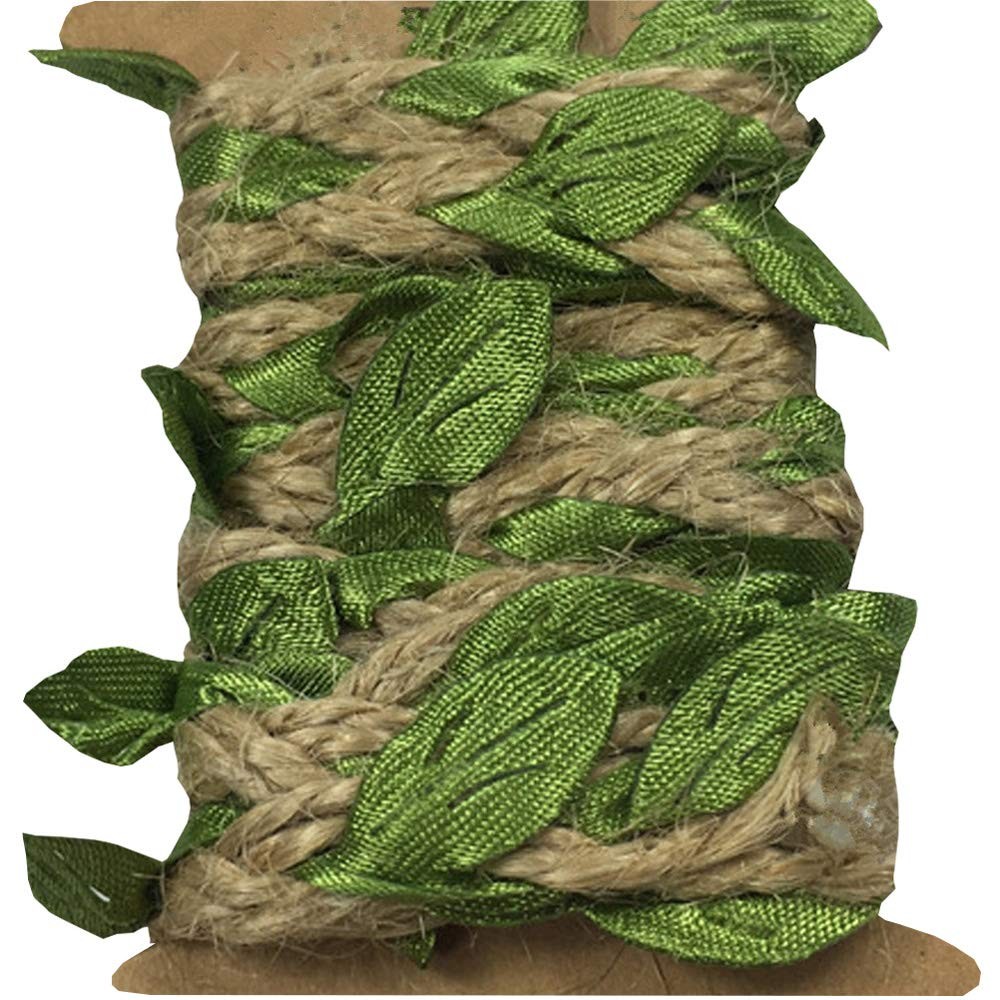 33 Feet Natural Burlap Ribbon,5MMjute Twine withArtificial Vine Fake Foliage …
