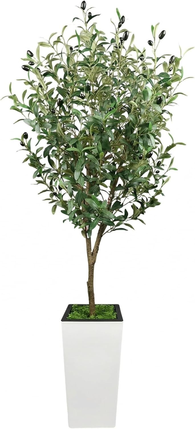 Artificial Olive Tree with White Pot 120/150/180cm Tall Faux Olive Plant Home