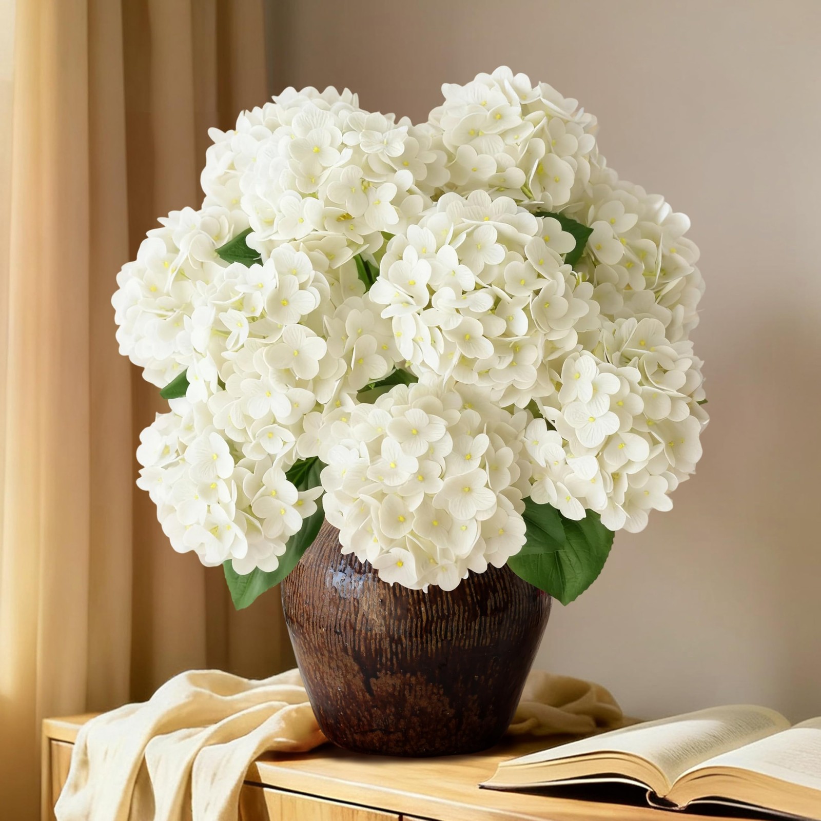 1 Bunch 21in Real Touch Hydrangea Artificial Flowers with 5pcs Flower Head 10…