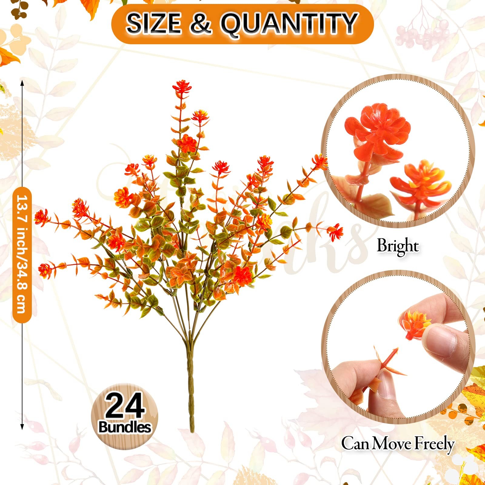 24 Fall Thanksgiving Bundles Artificial Flowers Outdoor Fall UV Resistant Pla…