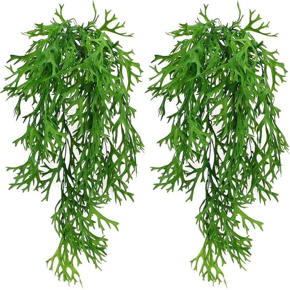 2pcs Lifelike Artificial Staghorn For Fern Hanging Plants Green 70cm Plastic