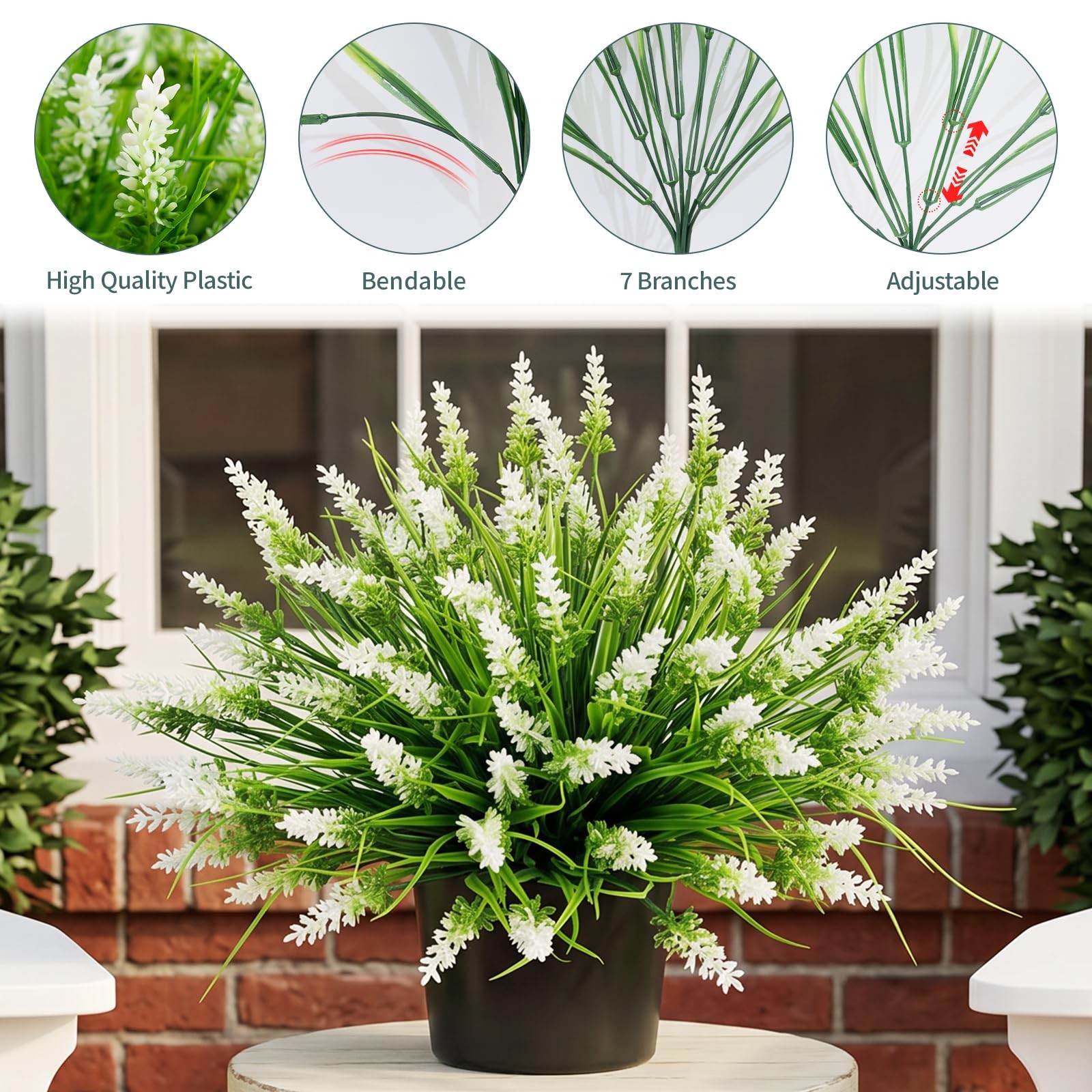 12Pcs Artificial Fake Flowers Monkey Grass for Outdoors, UV Resistant Realist…