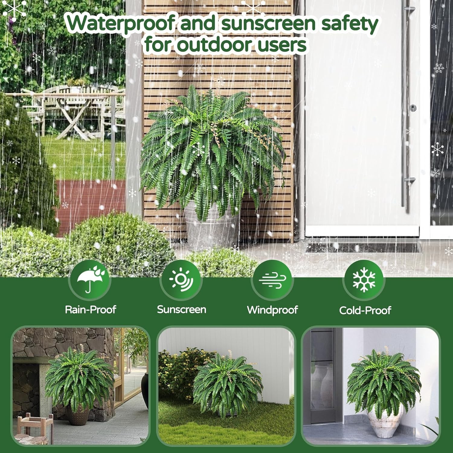 49” Artificial Ferns for Outdoors Planter 128 Leaves per Fern Set of 2 Large