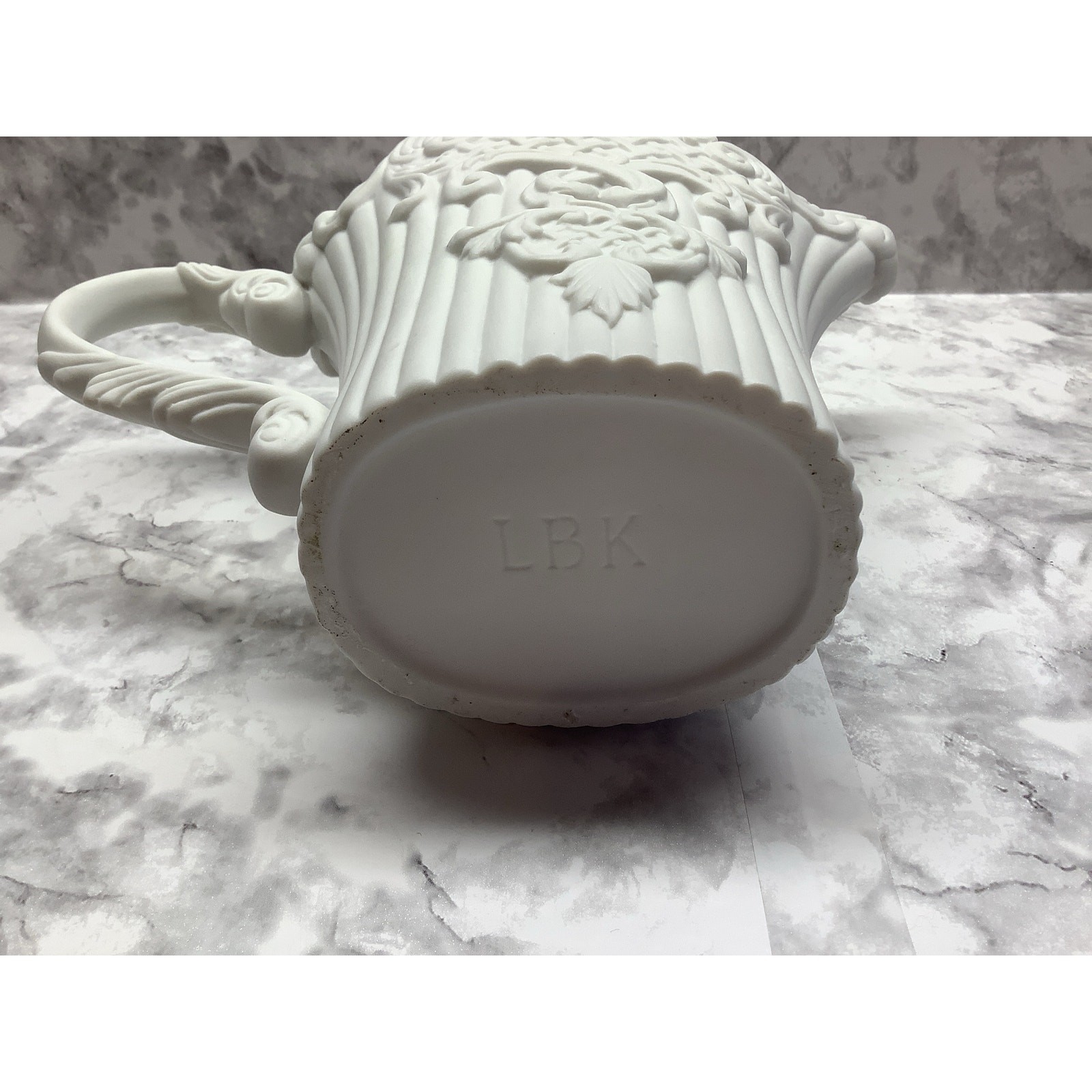Vintage LBK Pitcher Vase – Ceramic Milky White, Matte Finish – European Style