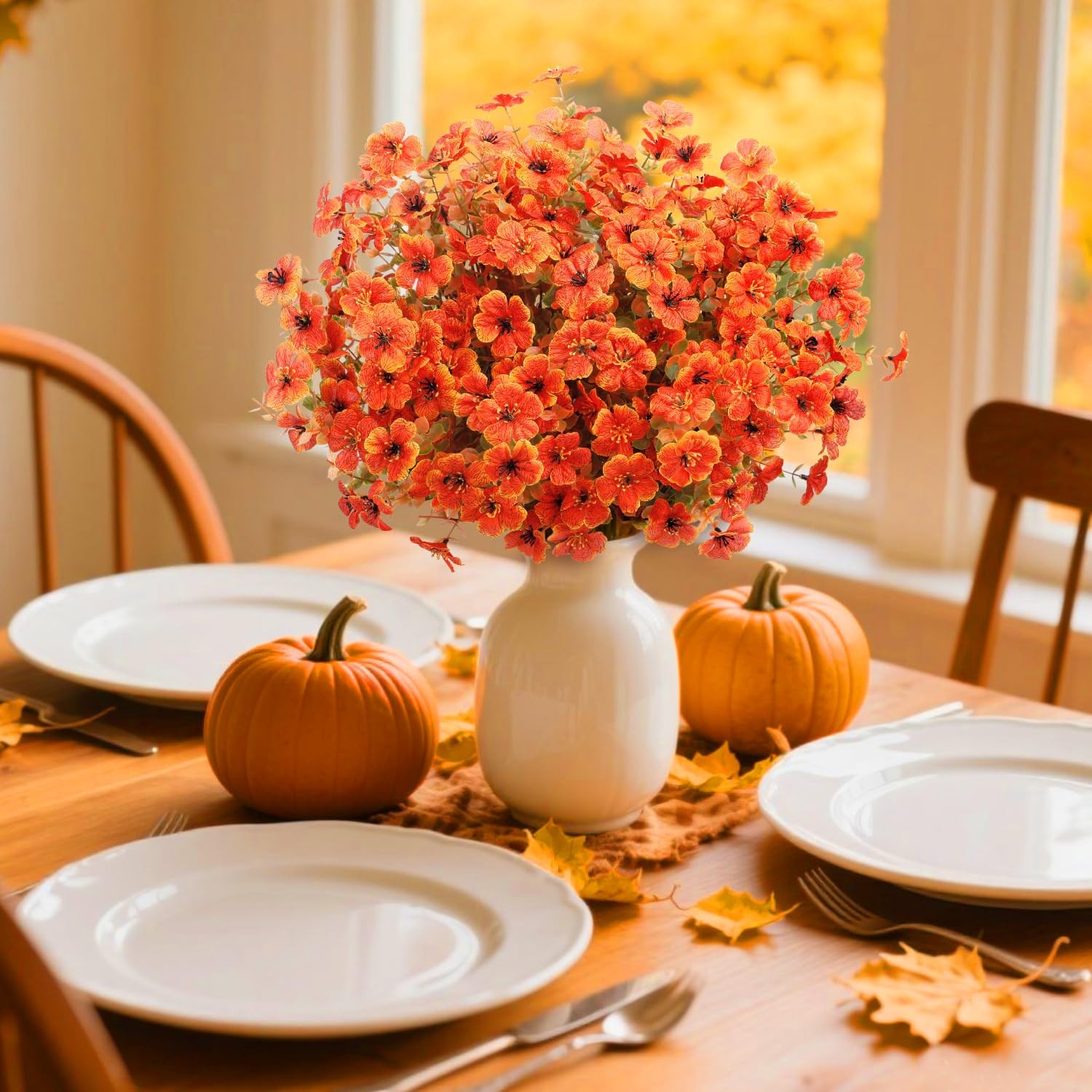 Artificial Fall Flowers for Outdoors Decoration, 12 Bundles Fake Mums Silk Da…