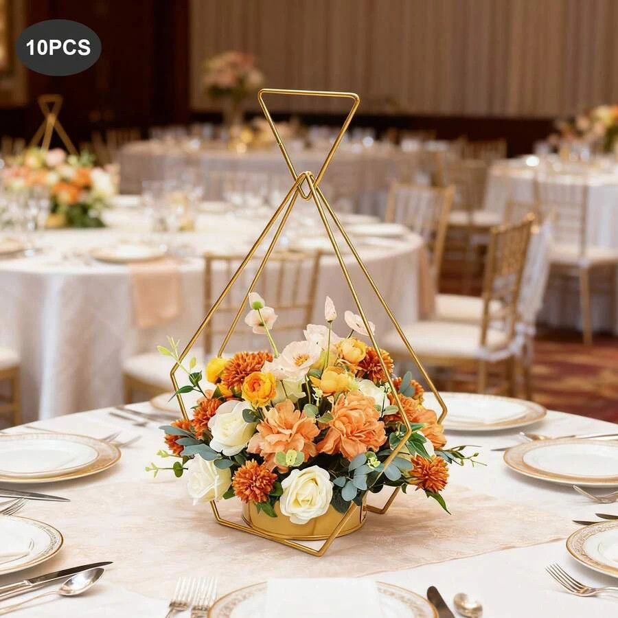 NEW 10 Pcs Gold Geometric Diamond Vases Wedding Centerpiece FREE SHIPPING