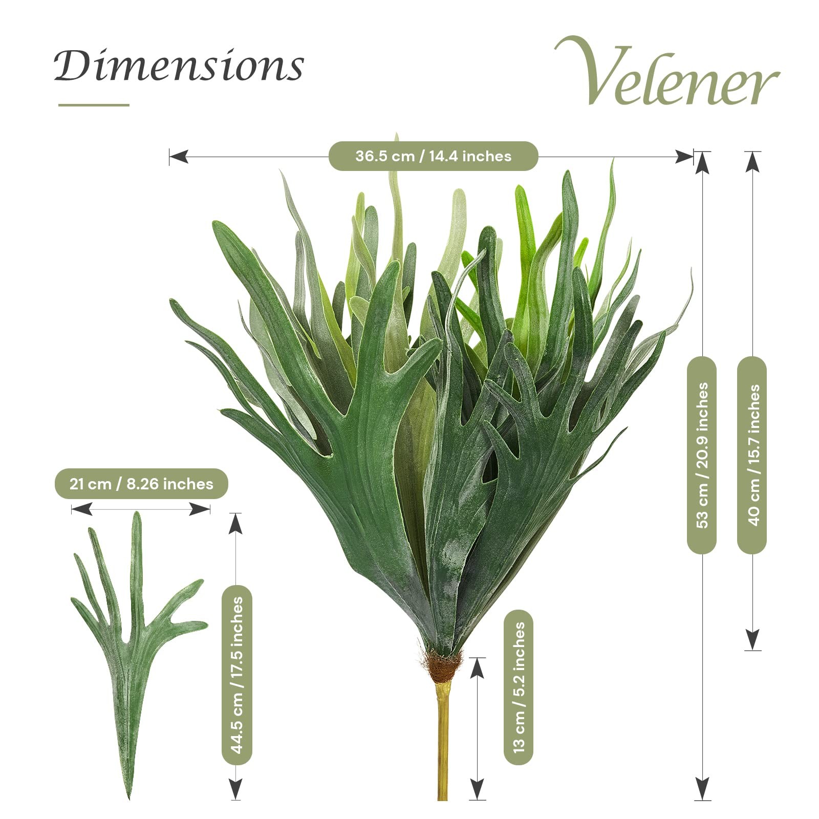 Artificial Staghorn Fern Plants Without Pot-21 Inches, Unique Waterproof Faux…