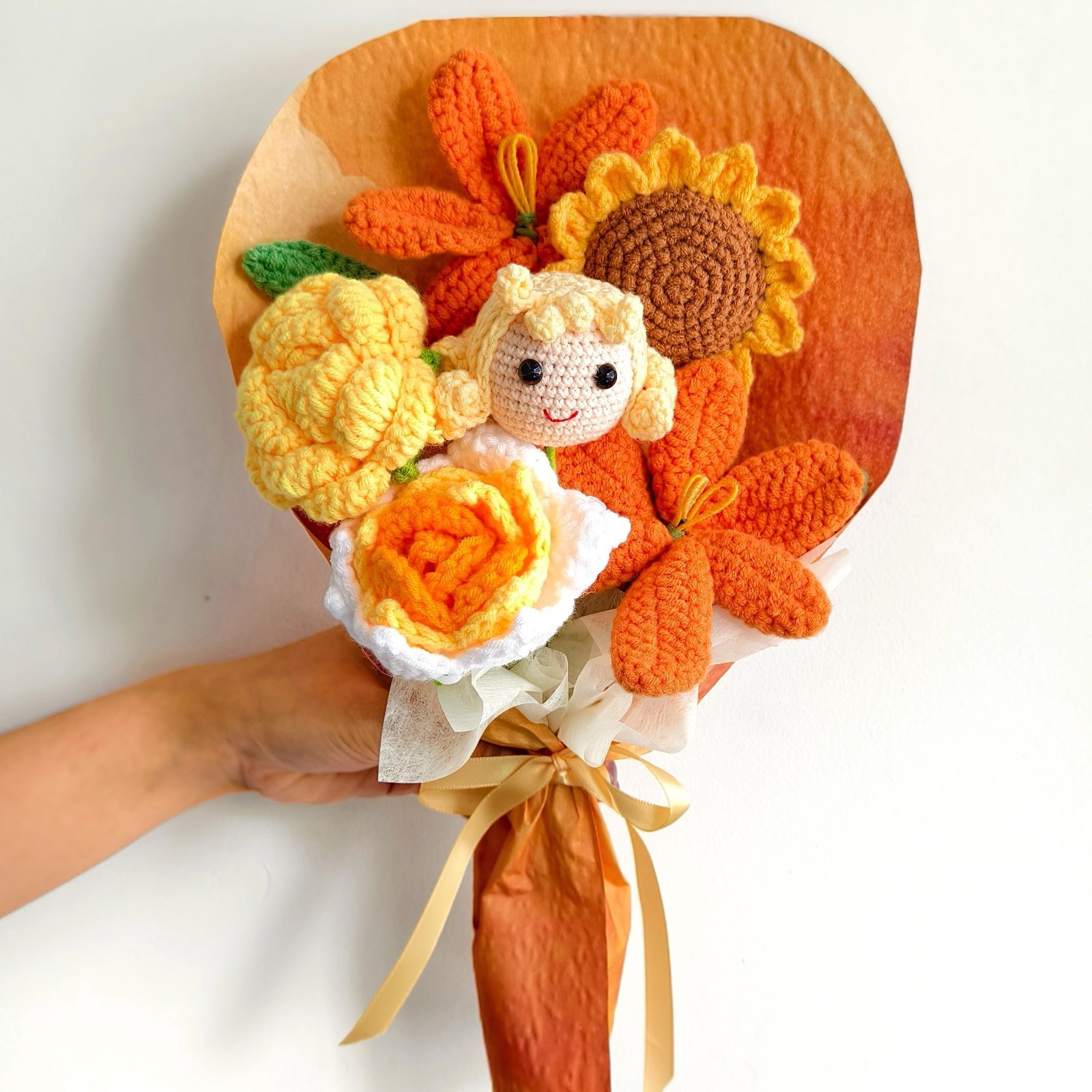 Crochet Flower Bouquet Handmade Yarn Flowers Teacher Thank You Keepsake Gift