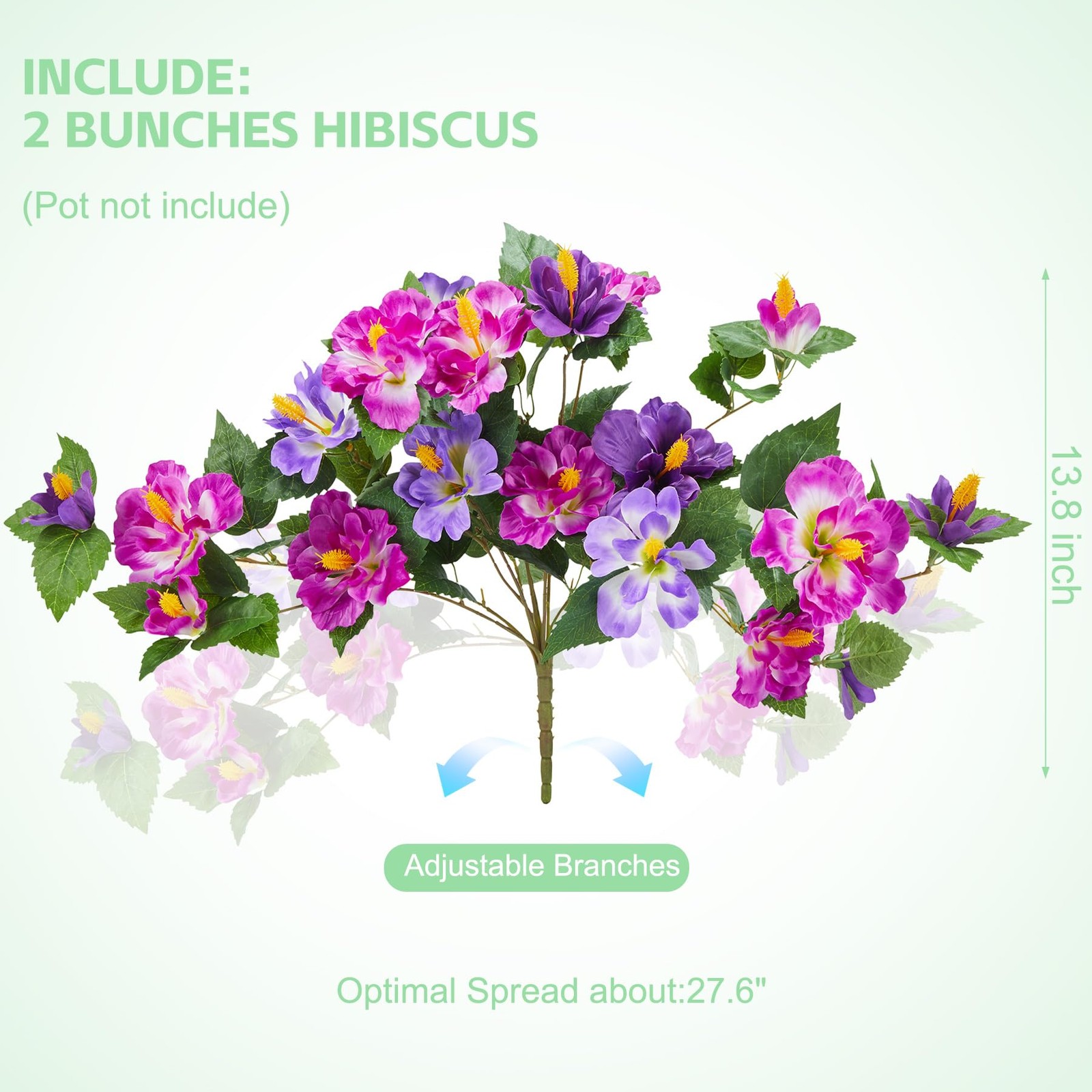 Artificial Flowers for Outdoors Indoors,2 Big Bunches Fake Hibiscus with Real…