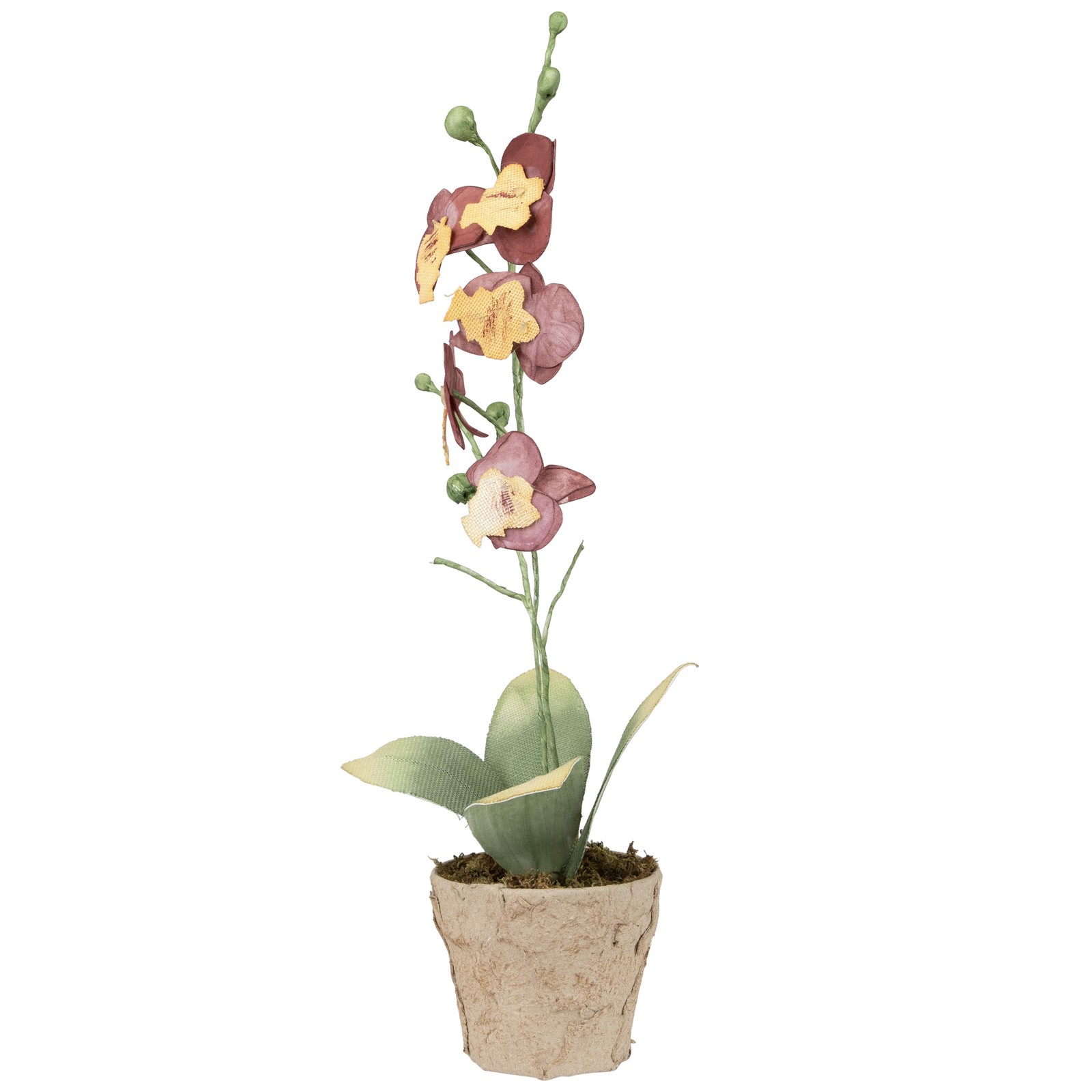 Northlight 14″ Artificial Crimson Red & Deep Banana Yellow Orchids Pot