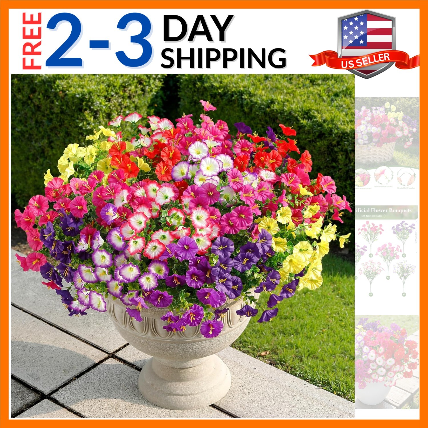 24 Bundles Artificial Flowers for Outdoors, Faux Spring Flowers for Decoratio…