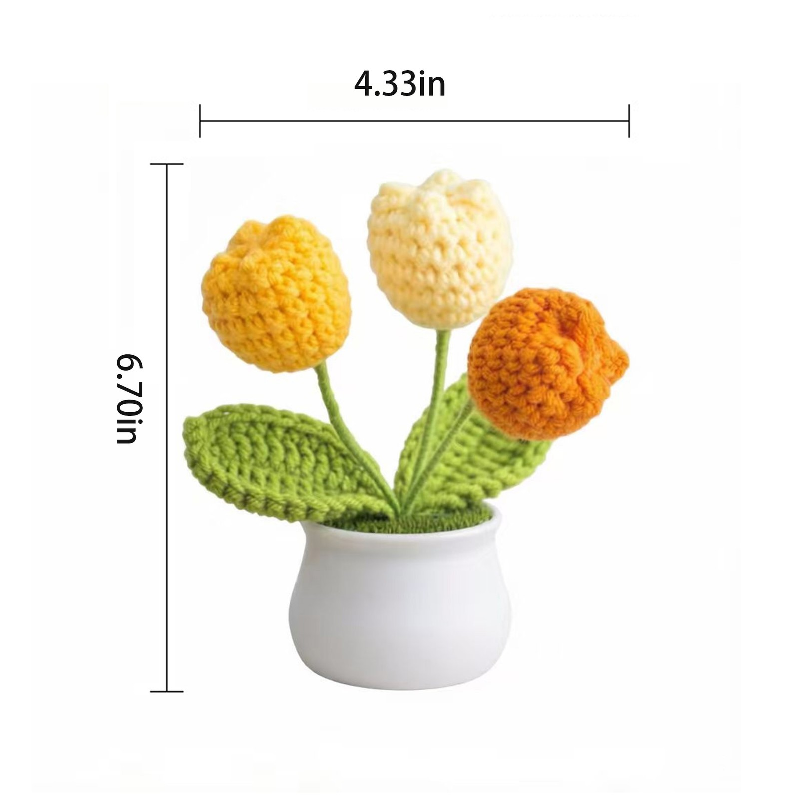 Cute Handmade Crochet Tulip Potted Flower Desk Decor