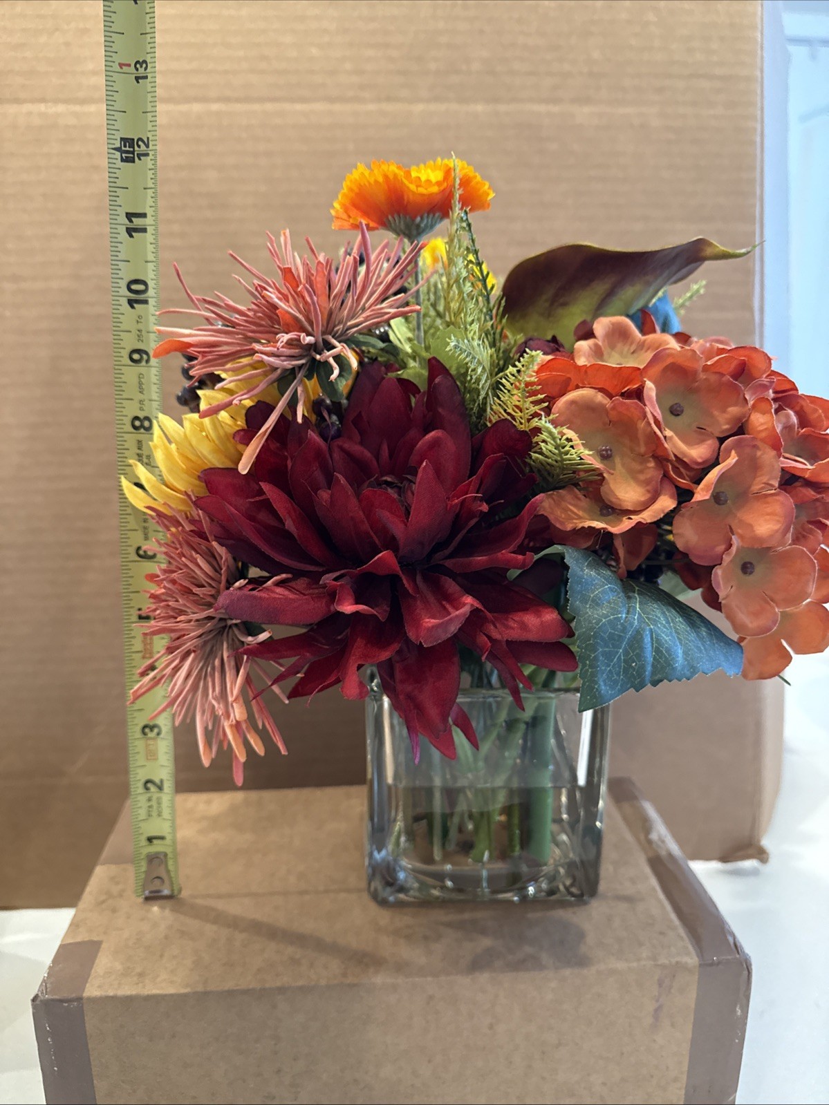 PETALS SPIDER MUM & Blackberries Silk Flowers Centerpiece 11” Height & 13” Width