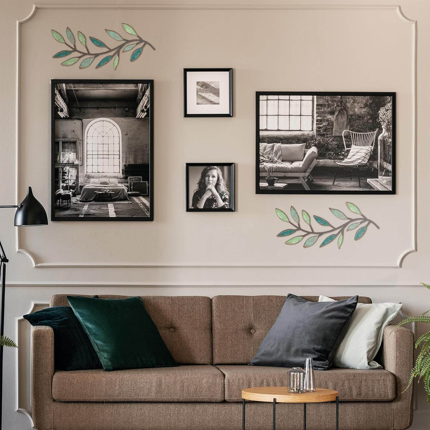 2 Pieces Metal Tree Leaf Wall Decor Vine Olive Branch Leaf Wall Art Living Room,