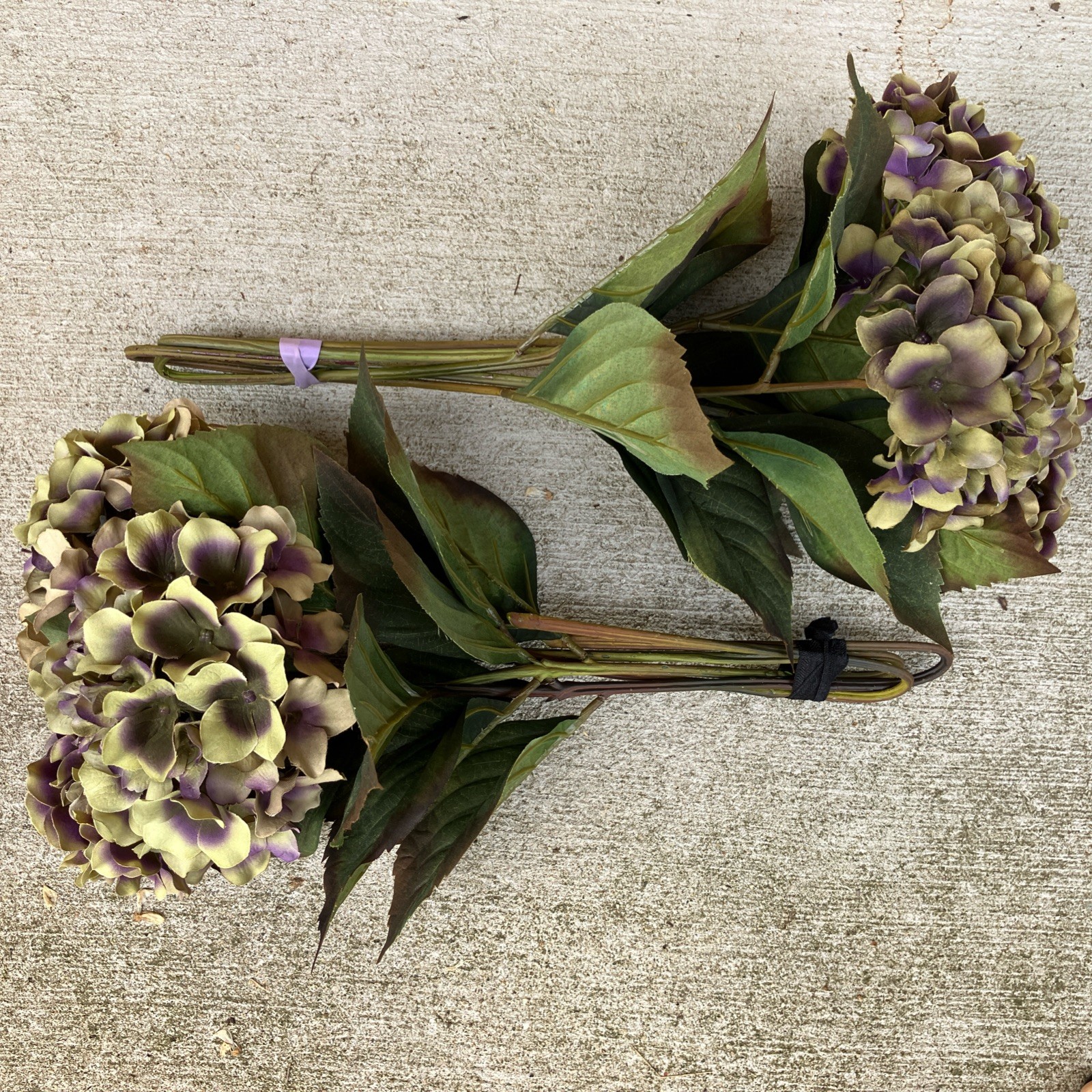 Faux Purple/Green Hydrangea Flowers Silk Bouquets Party Home Decor Total 6 Stems