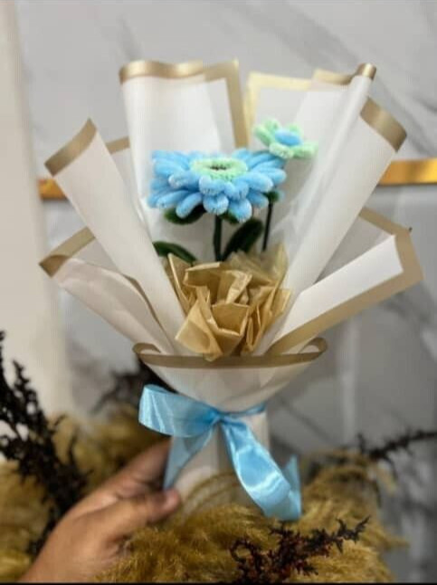 CUSTOMIZED HANDMADE Crocket flower bouquet bear gift surprise HOT SELL