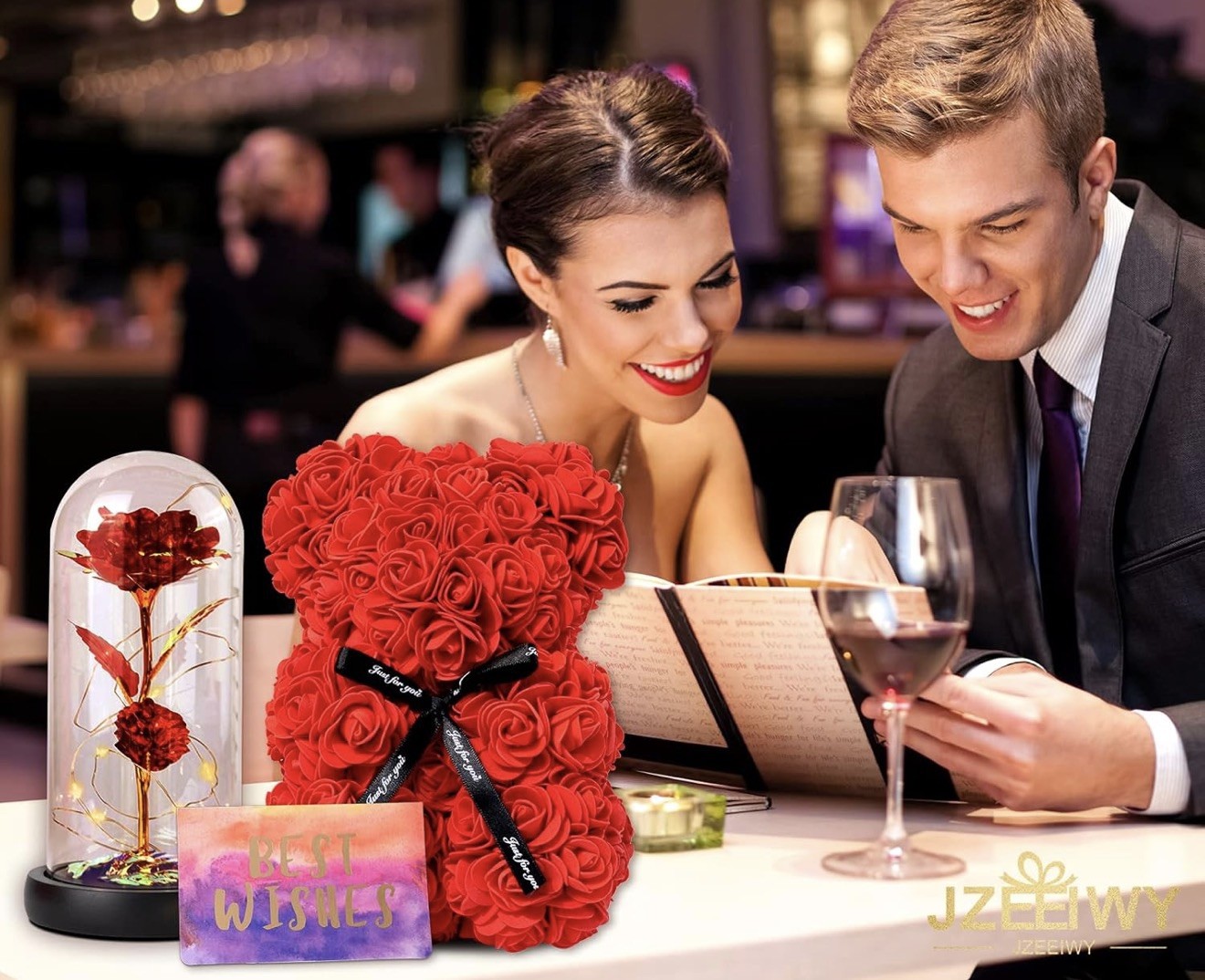 10 Inch Rose Teddy Bear Artificial Flower Gift Box for Valentine’s Day