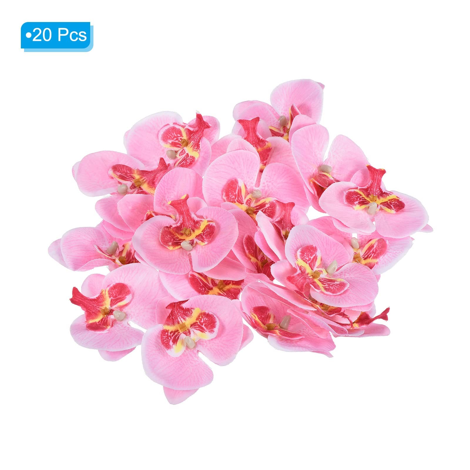 2.8″ Artificial Orchid Flower Heads, 20 Pack Silk Phalaenopsis Fake Butterfly…