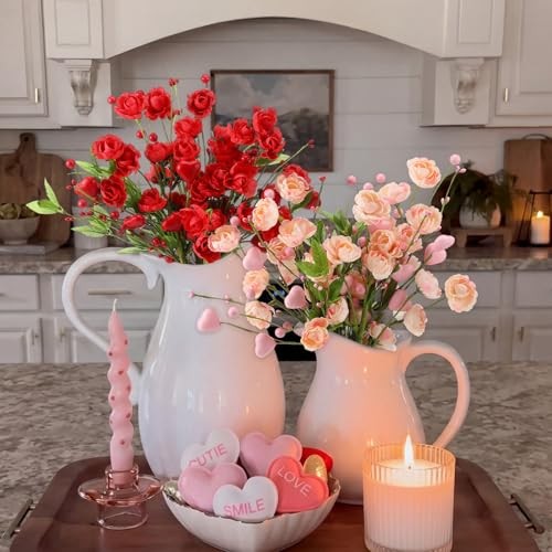 12 Pcs Valentines Day Decoration Rose Floral Picks 16 Inch Red Pink Heart