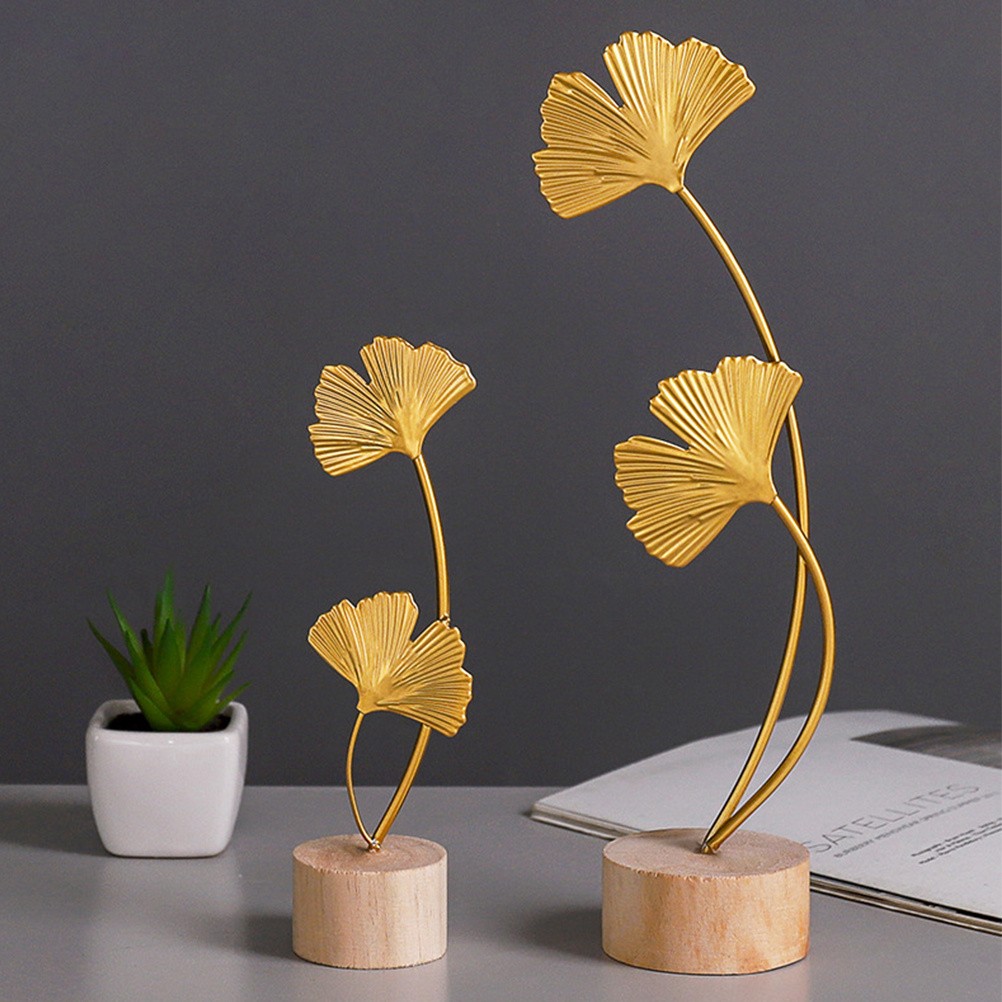 Elegant Ginkgo Leaf Decoration Metal for Desktop 1Pcs 11×2.7in