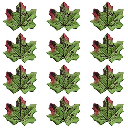 500Pcs Artificial Maple Leaves Autumn Fall Leaves Bulk Faux Dark Green Red