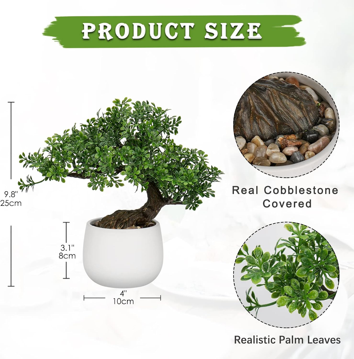 Fake Bonsai Tree Zen Juniper Bonsai Plant 9” Tall Artificial Bonsai Trees with W