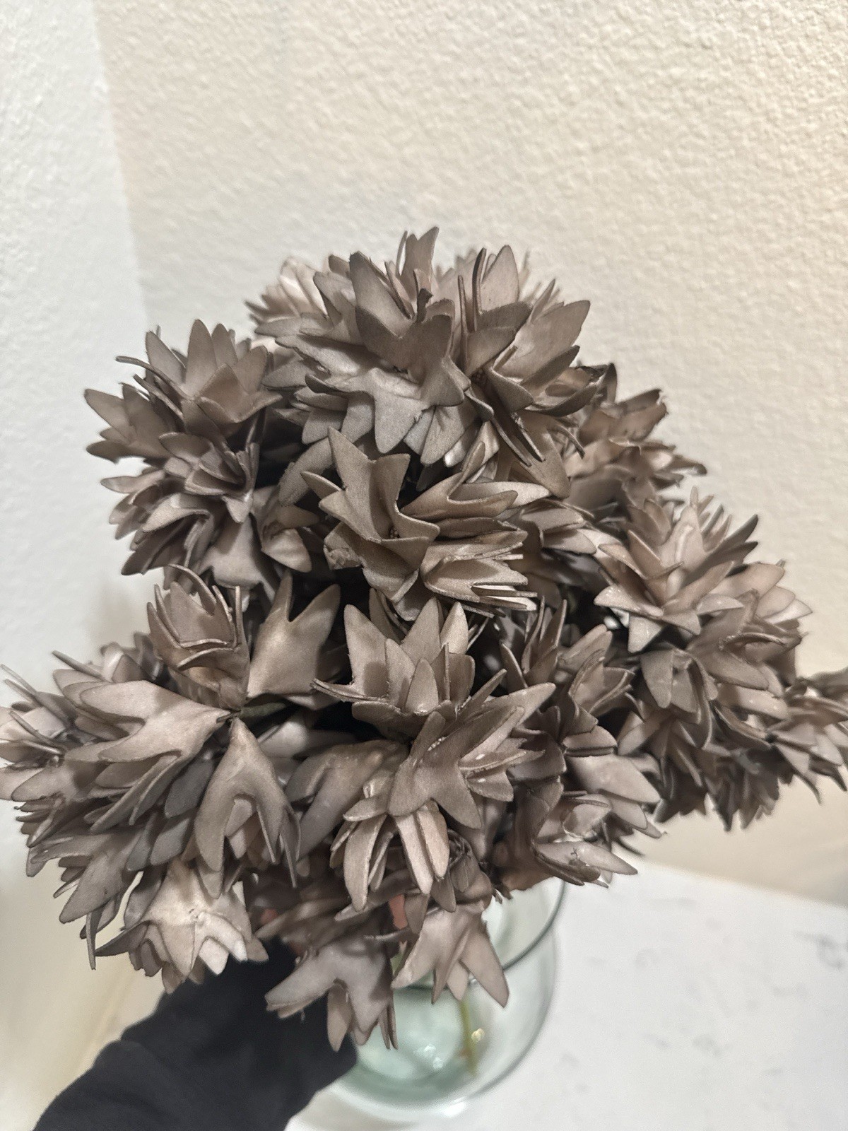 Lot 5 Artificial Flower Stems Rustic Brown White Green Floral Decor 10-15”