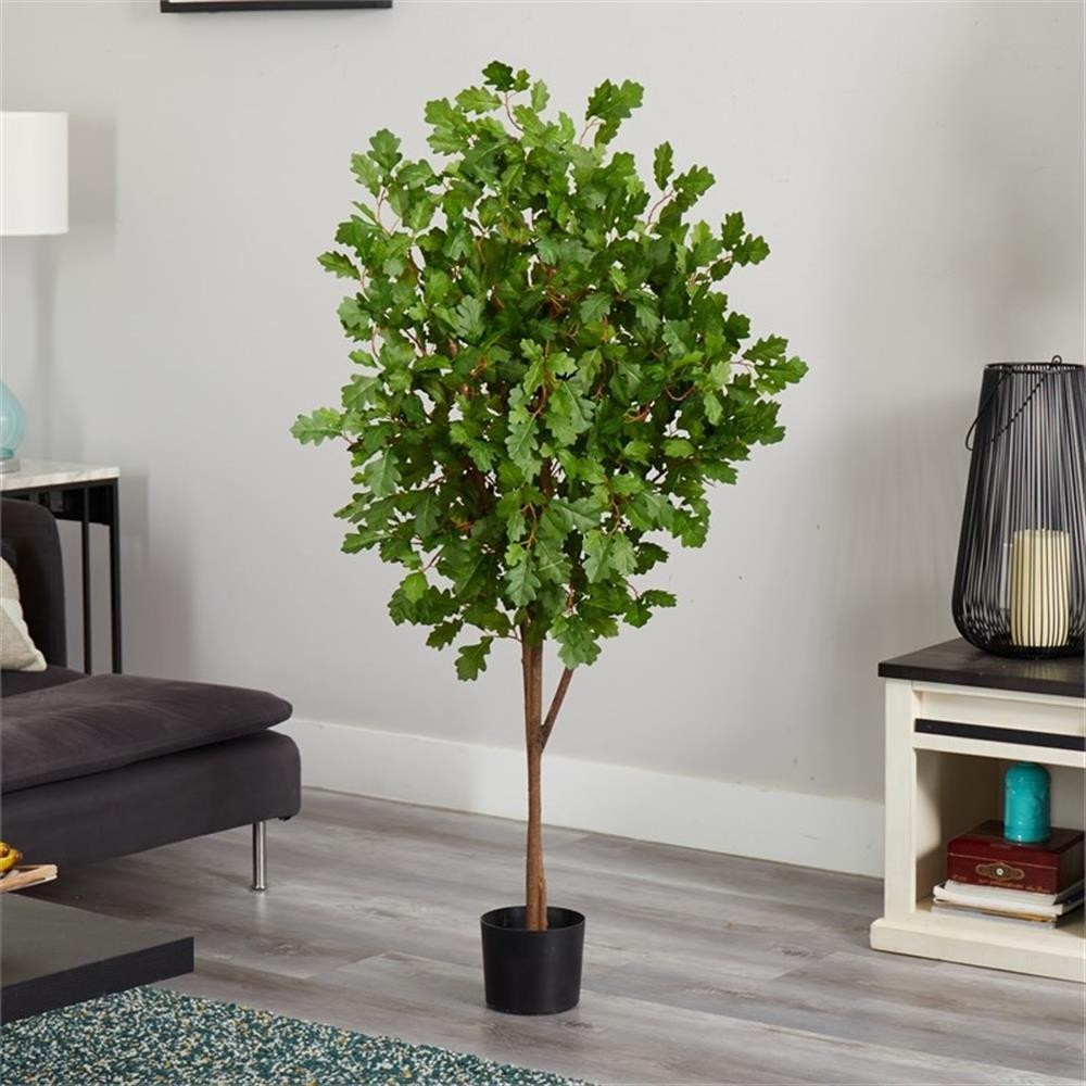 Pemberly Row 60″ Oak Artificial Tree with Glazed Planter in Green/Black