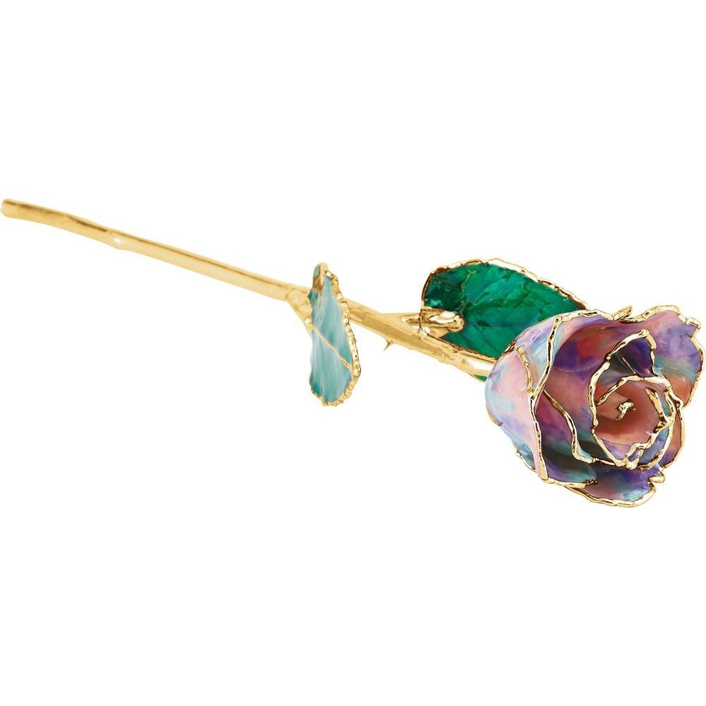 24k Gold Dipped October Opal Lacquer Real Rose Valentine’s Day Holiday Gift