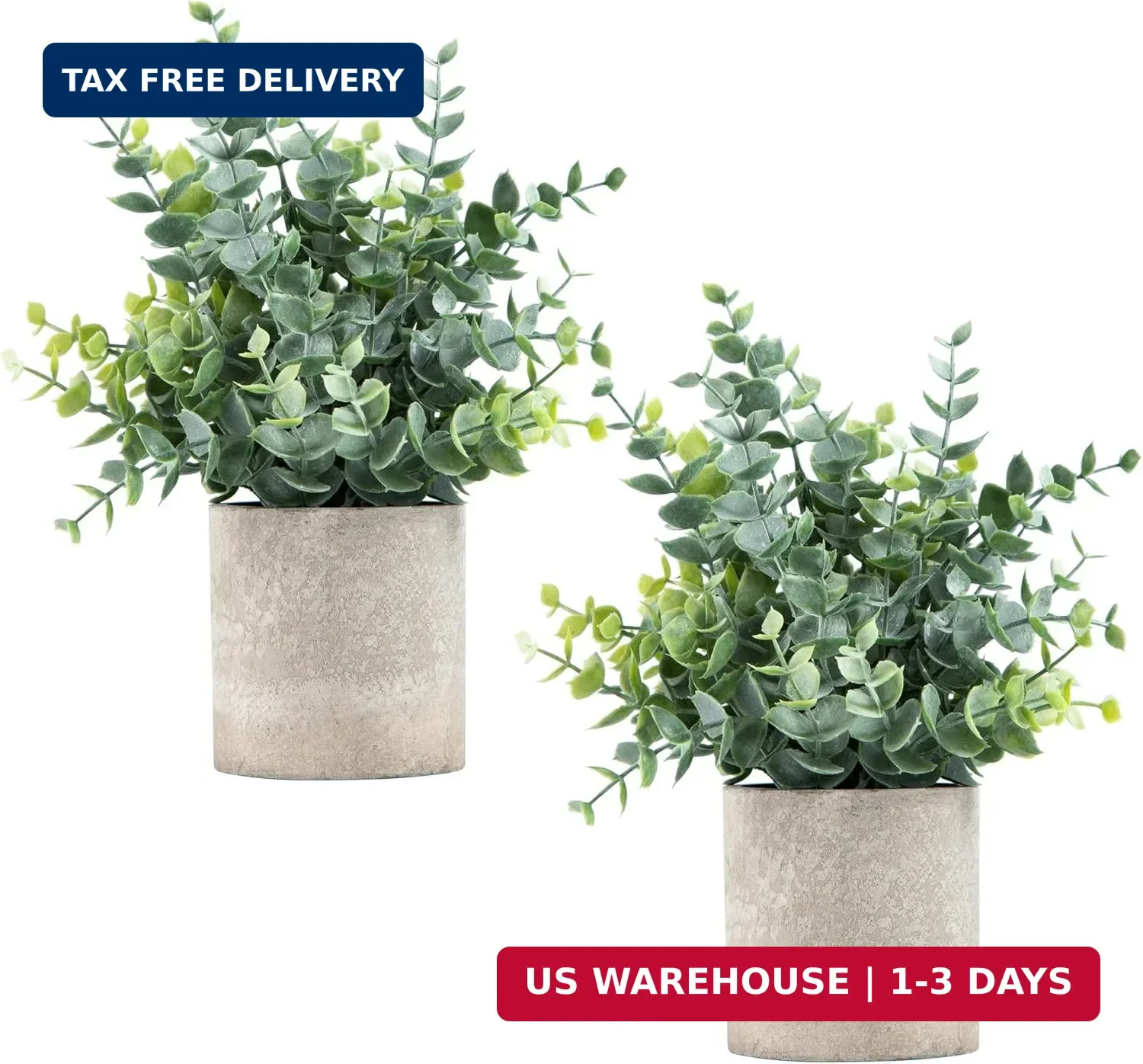 Coferset 2 Pack Small Fake Plants Eucalyptus Potted,Sage Green | Small Space Art