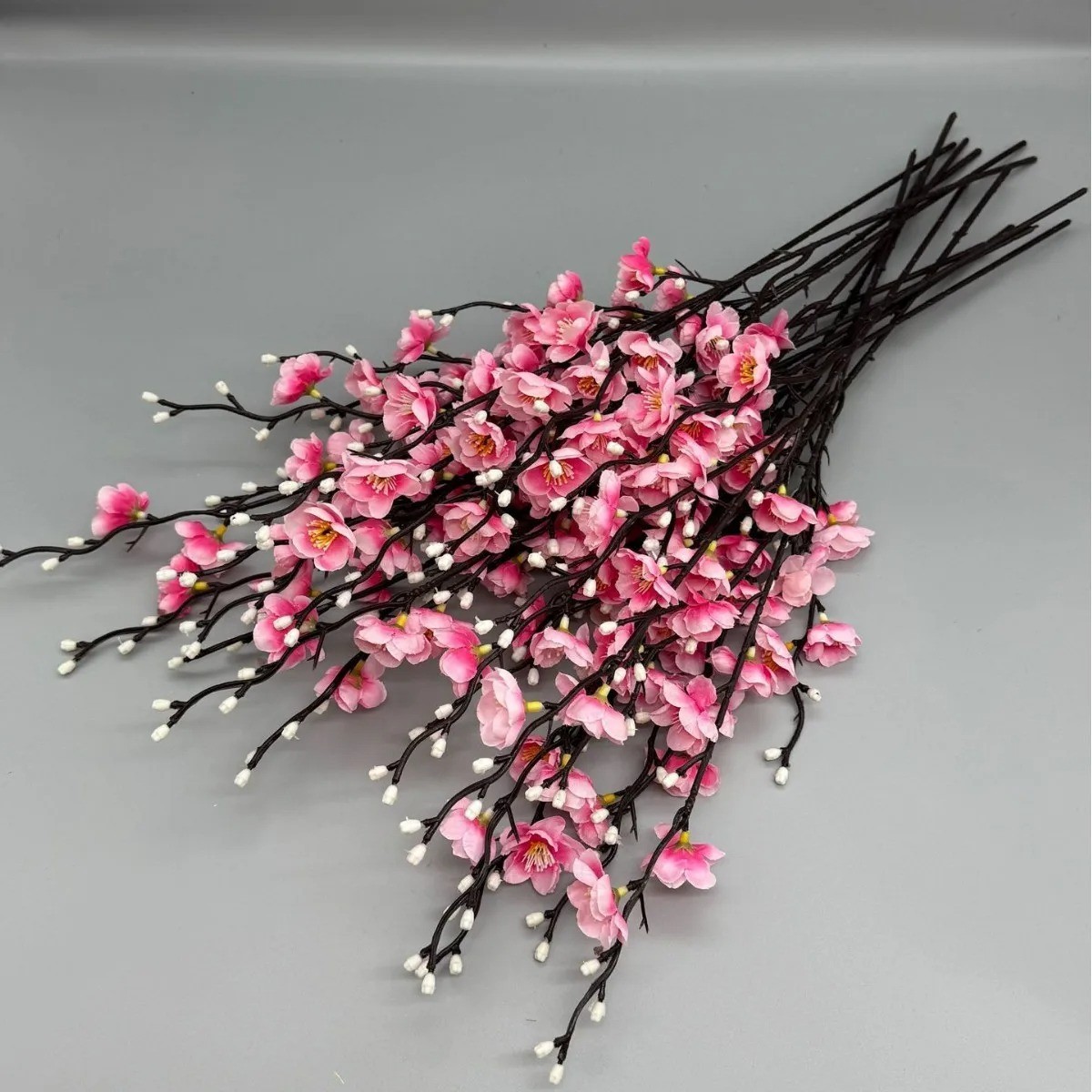 Artificial Plum Blossom 21.7” Fake Wintersweet Long Stem Plastic Flowers for Ho