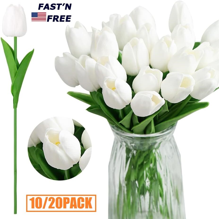 20× Artificial Tulip Bouquet Wedding Party Home Decor Fake Flowers Real Touch US