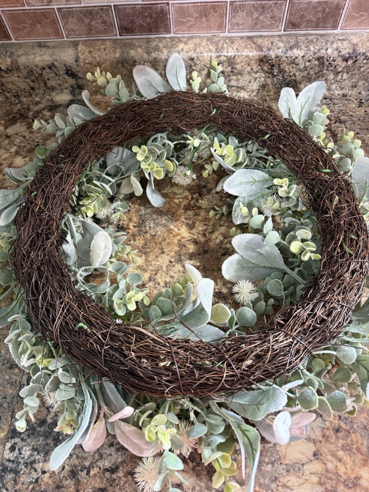 Artificial Eucalyptus Lambs Ear Mixed Greenery Everyday Year Round Wreath