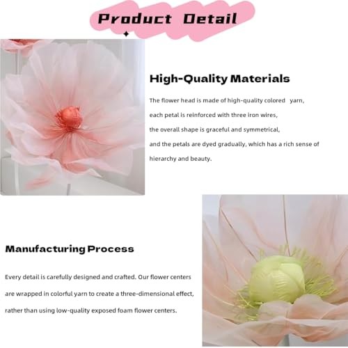 Giant Flowers for Decoration – 5.58 Ft Adjustable Waterproof 3D Silk Faux Pink