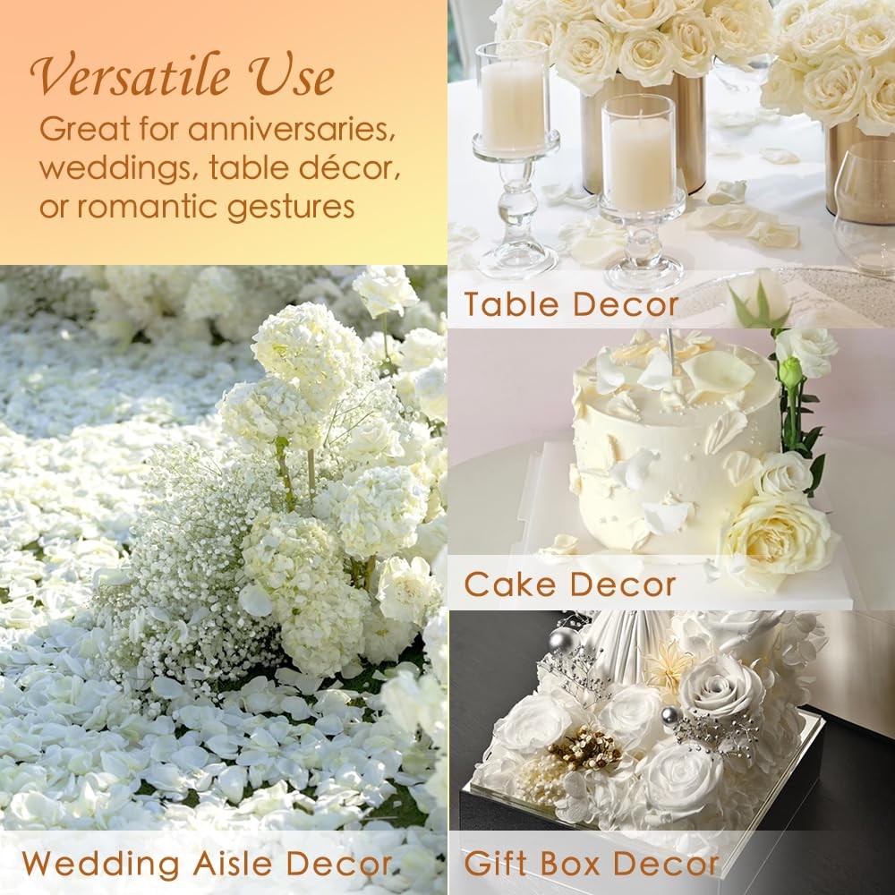 1.75oz Dried Real White Rose Petals Preserved Flower Wedding Valentine Decor