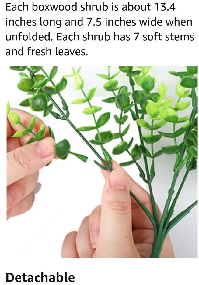 Whonline 10 Pack Boxwood Stems Artificial Flowers for Outdoors Bright Green P…