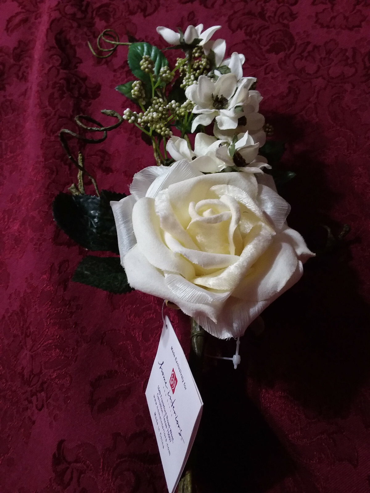 Home Interiors Silk White Rose Spray – NEW/FREE SHIPPING