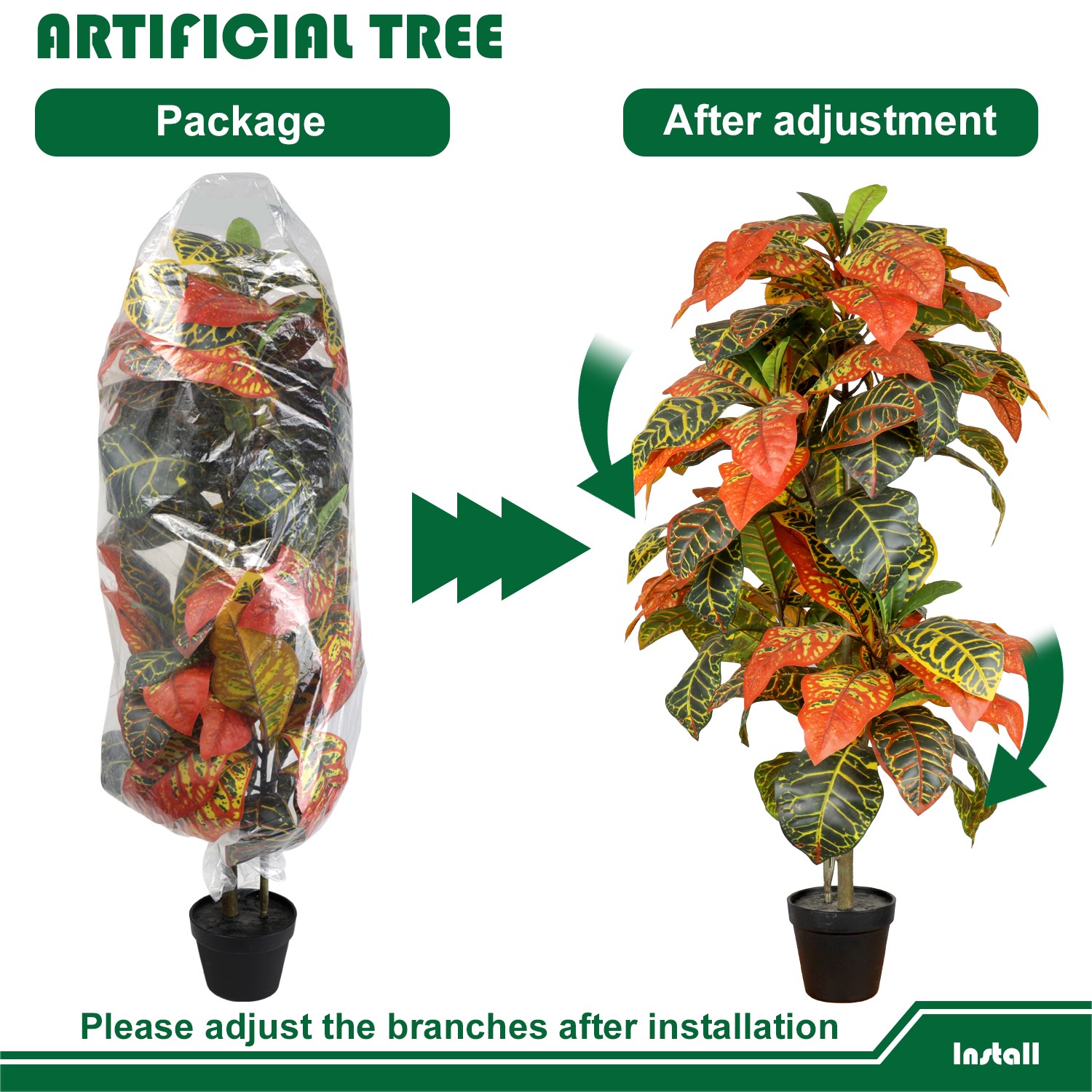 Goleray 3ft Artificial Fall Trees Home Decor Faux Plant 1/2 Pack Indoor Outdoor