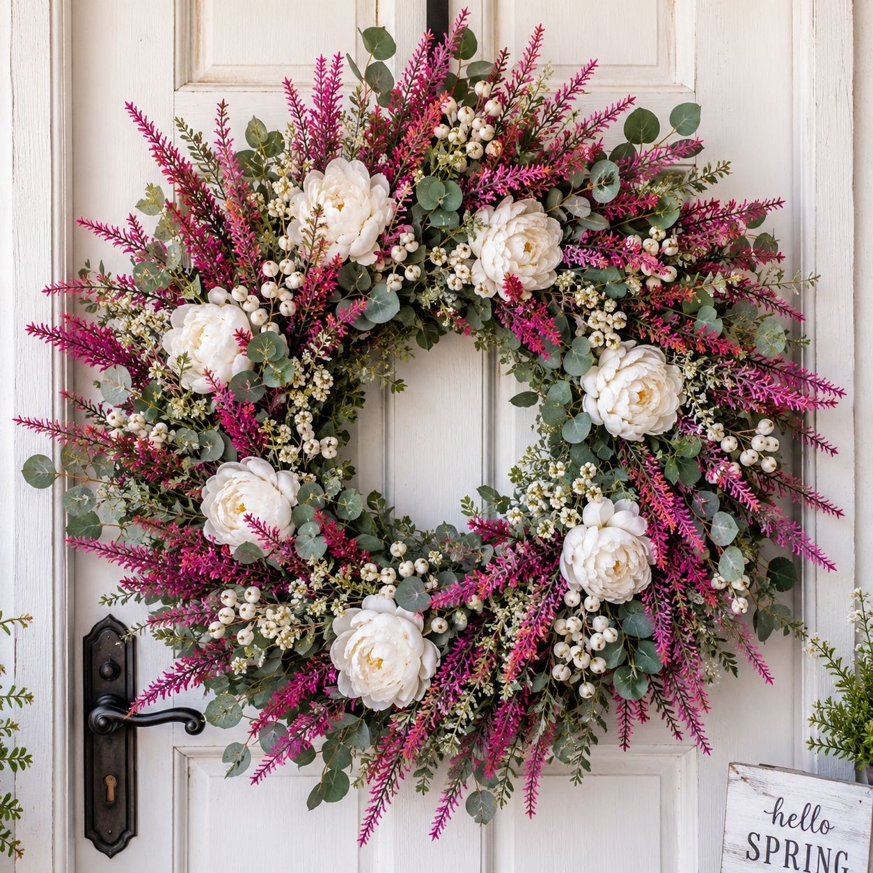 Fuchsia Pink Faux Lavender Stems Artificial Heather Spray Floral Filler Wreath F
