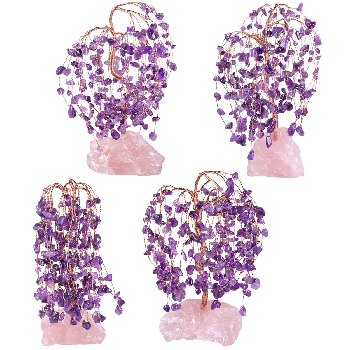 Amethyst Crystal Tree Of Life Rose Quartz Base Money Tree Decor 66.7 Inch