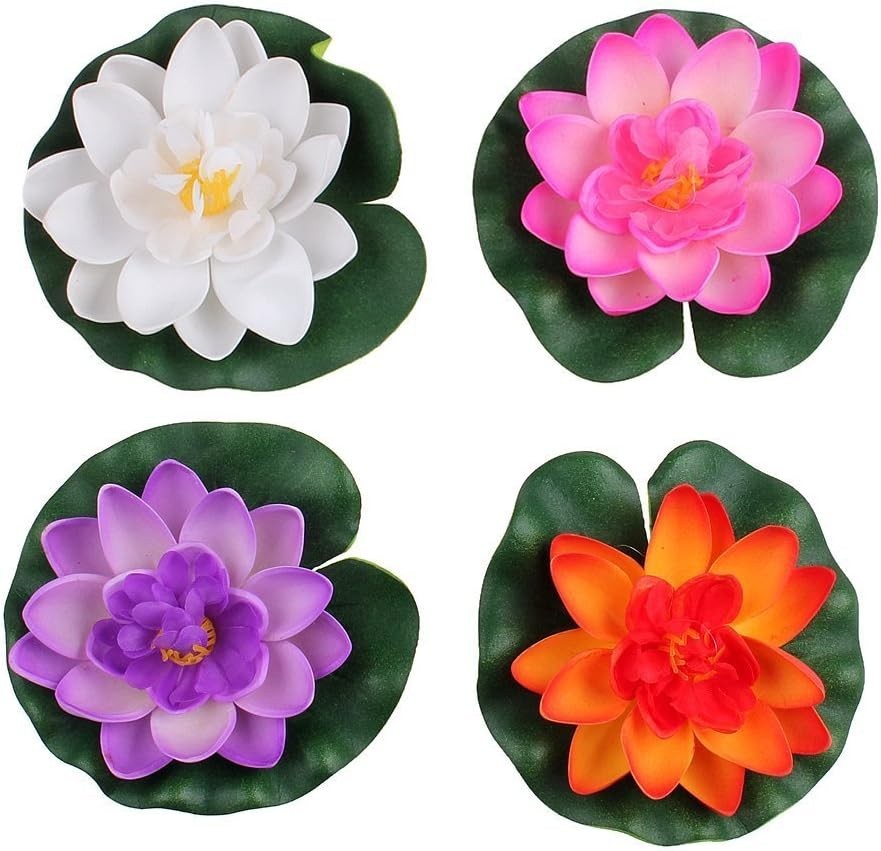 Colorful Floating Water Lilies for Stylish Home and Garden Decoration – Set of 4