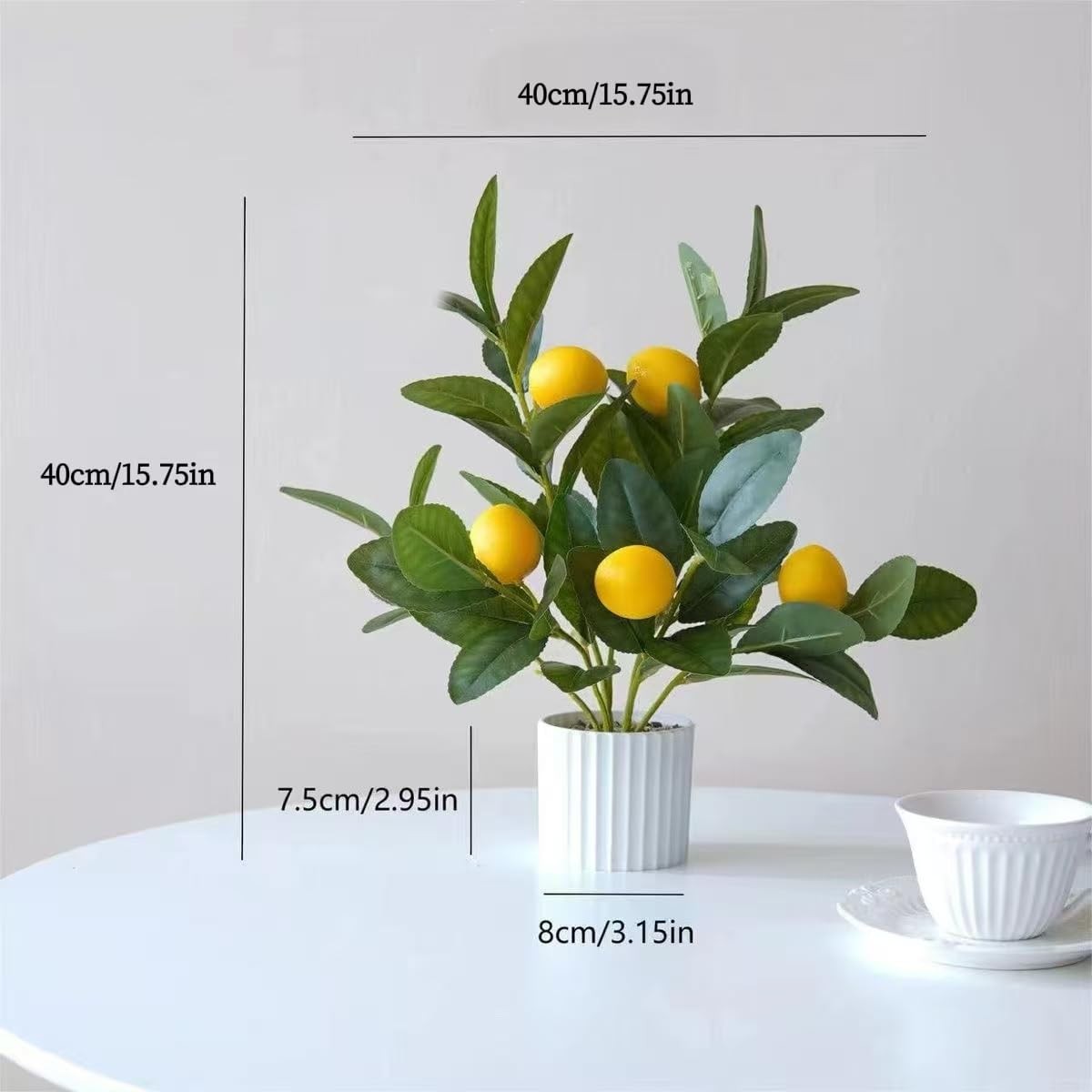Artificial Lemon Tree in Pot, 15.7″ Real Touch Faux Plant for Home Office Des…