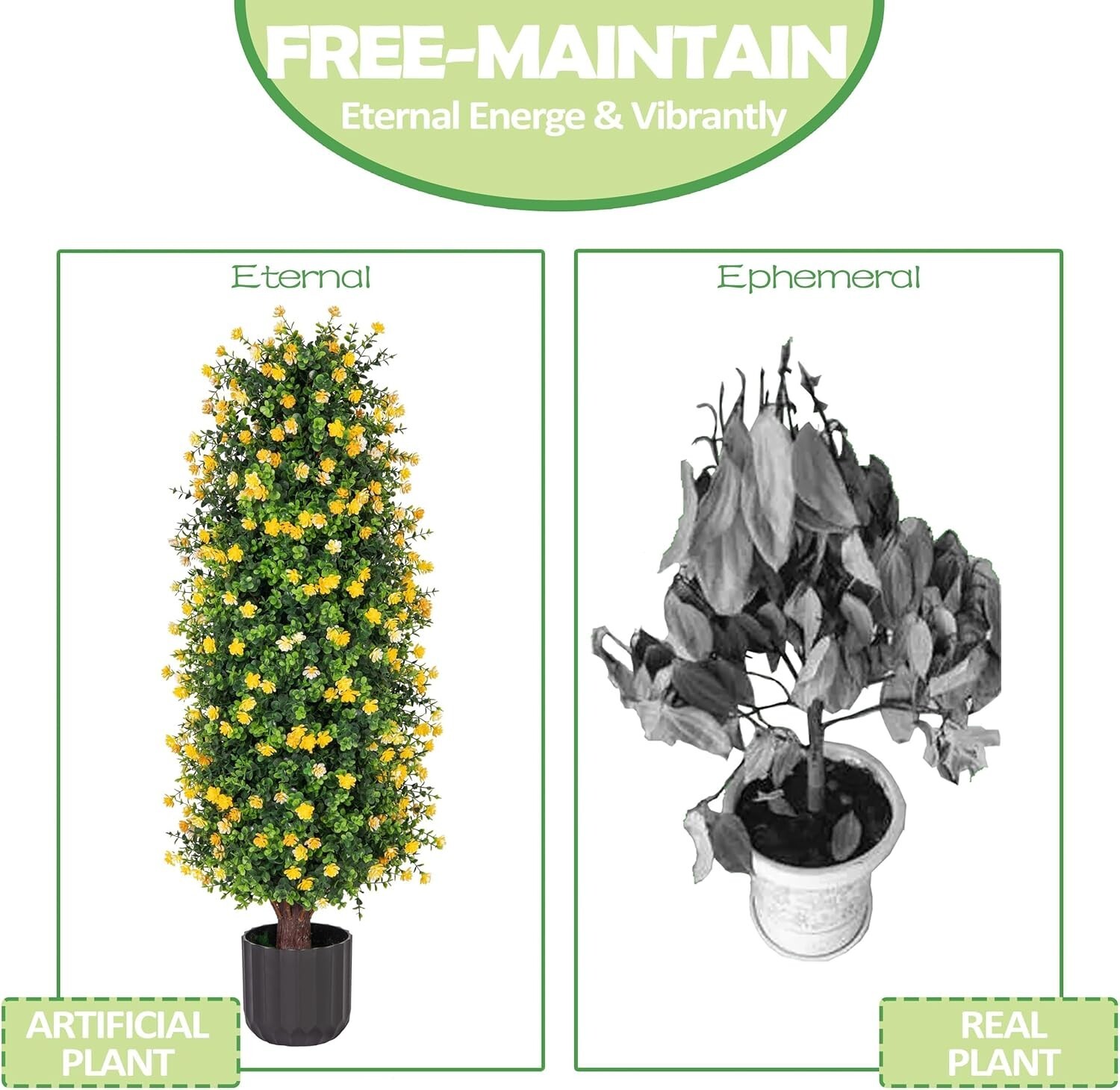Lifelike Yellow Rose Plants – 2 Pack 3FT Topiary for Indoor and Outdoor Artistry
