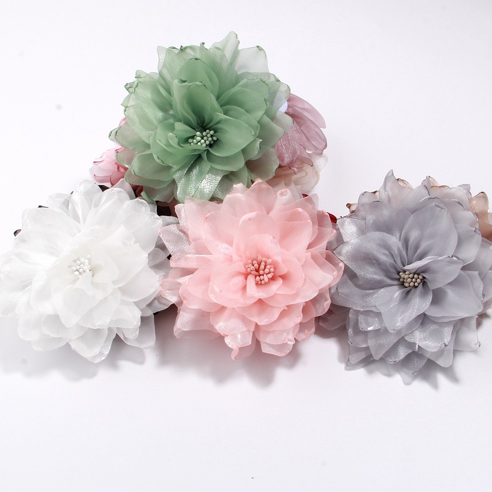 10CM Chiffon Handmade 3D Fabric Artificial Gauze Flower For Wedding Dress Hats