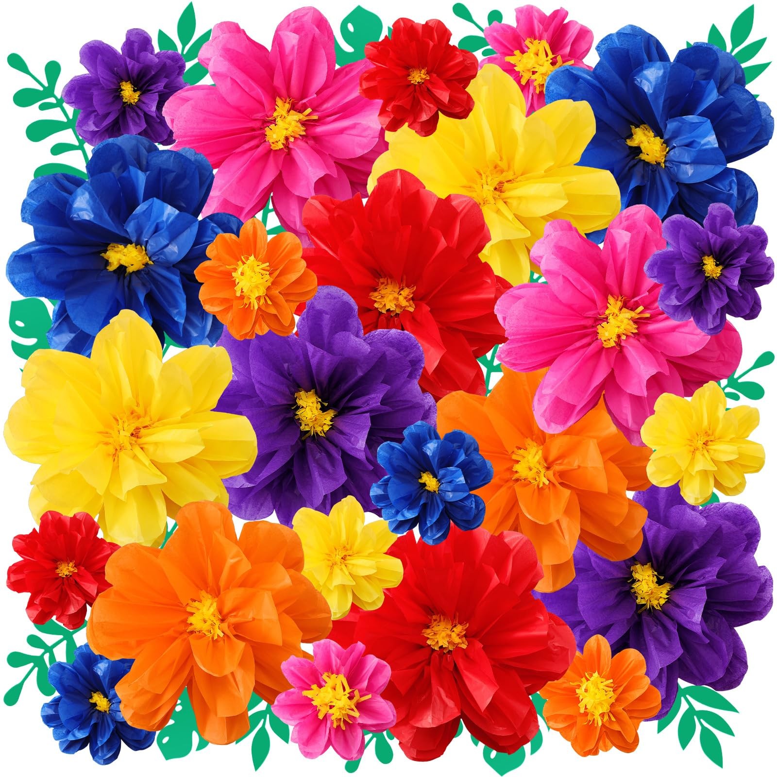 40 Pcs Mexican Giant Paper Flowers Leaves Set, 24 Pcs Large Mexico Tissue Pap…